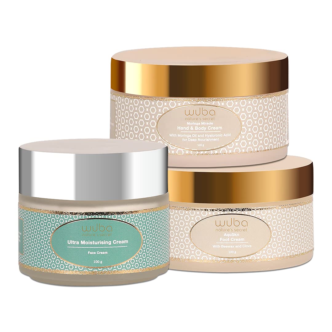 Nourishing Wuba Nature's Secret Foot, Hand & Body Cream 100g - Ultra Moisturizing with Moringa Oil, Reduces Fine Lines, Wrinkles & Age Spots - Perfect for Dry Skin Care & Spa Gift Hampers