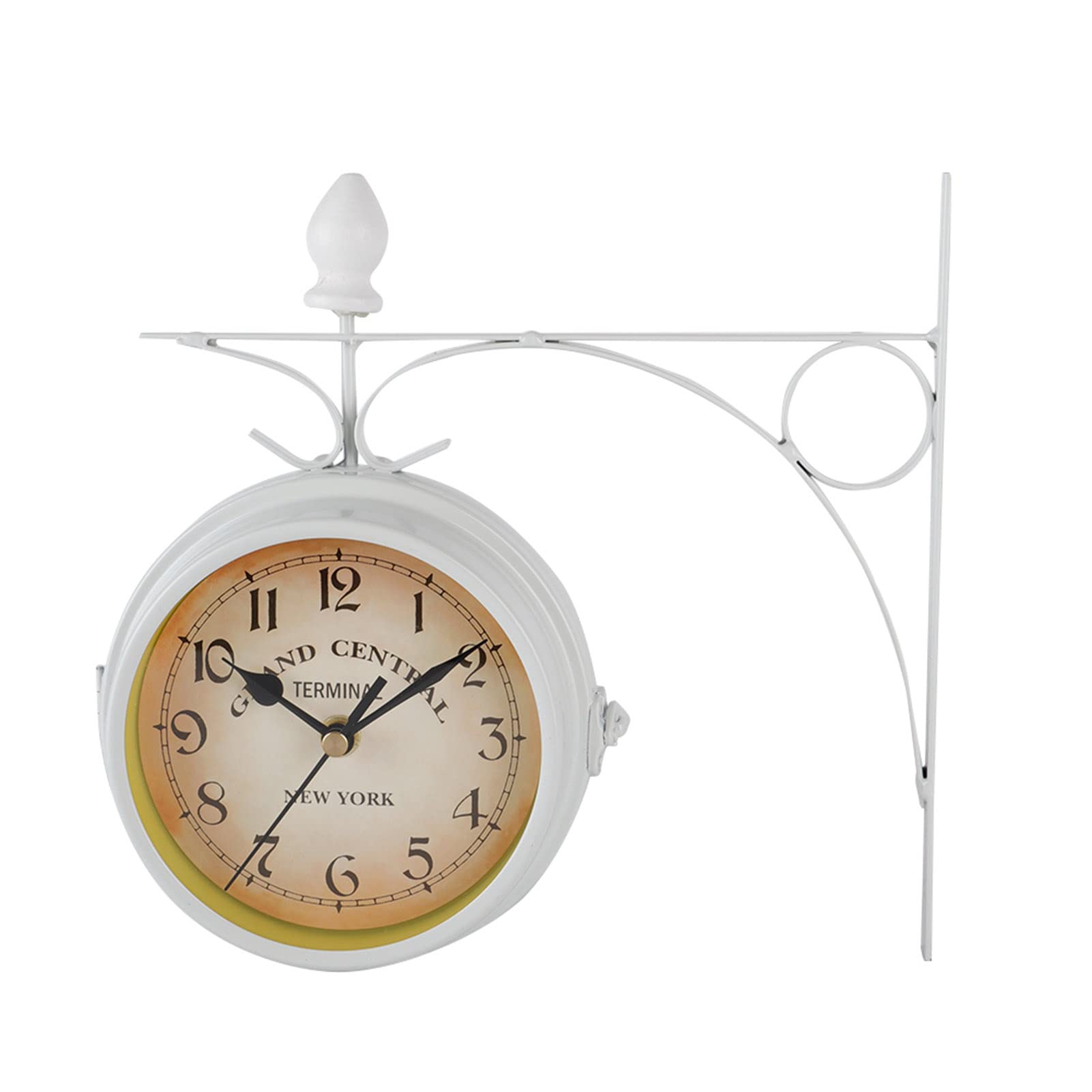 Vintage Double-Sided Silent Wall Clock - Retro Metal Home Decor for Living Room, Bedroom, Office - Perfect Gift for Housewarming, Weddings & Anniversaries (No Ticking Sound) | Creates Cozy Ambiance for Home & Workspaces