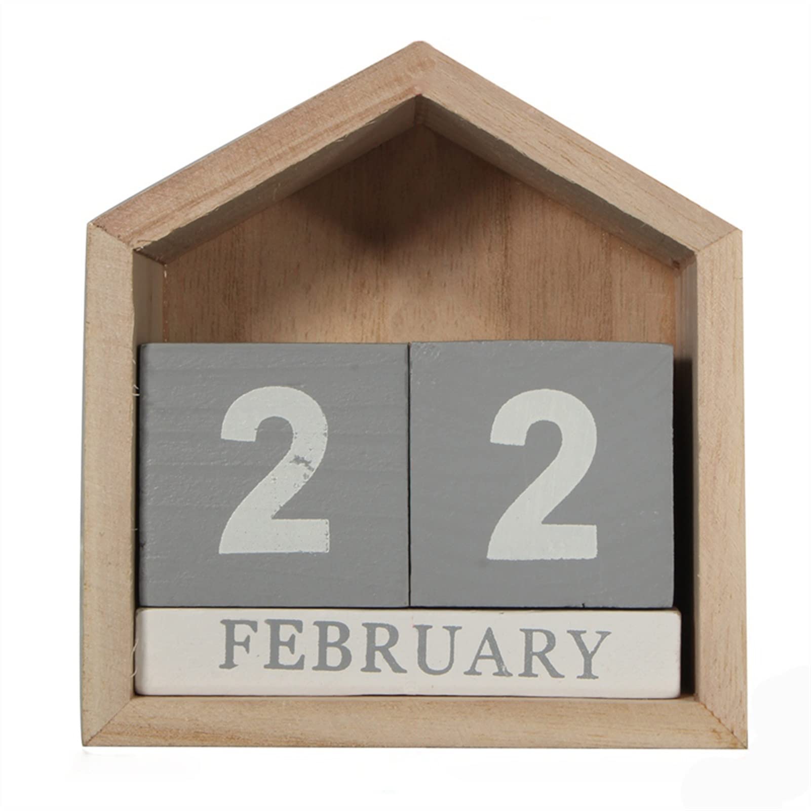 Vintage Wooden Perpetual Desk Calendar - House Shape Wood Block for Home & Office Organization - Perfect for Planning, Scheduling, and Decorating Workspace or Living Area