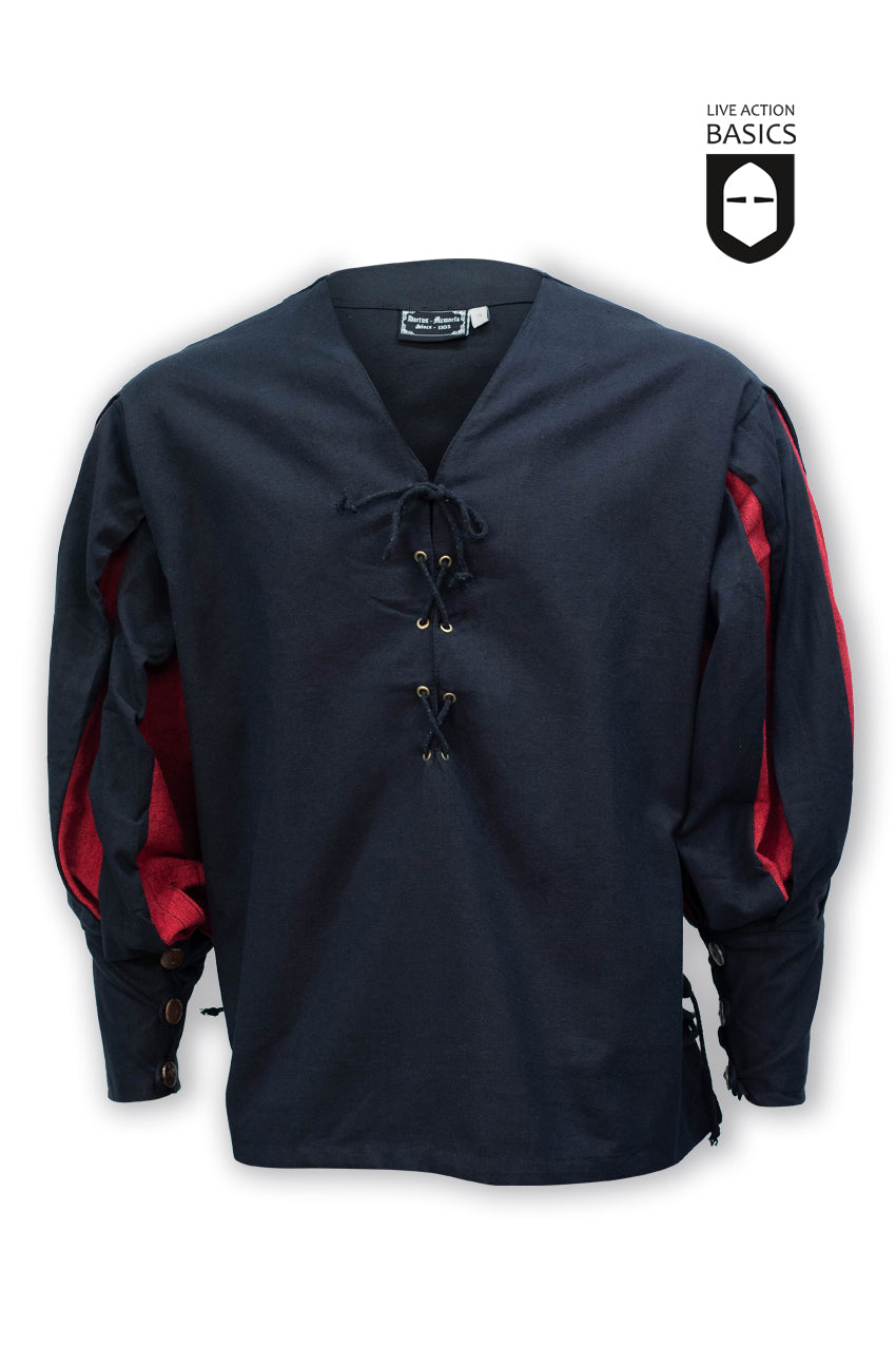 Landsknecht Black Red Shirt - Renaissance Style Historical Costume for LARP, Cosplay & Medieval Festivals
