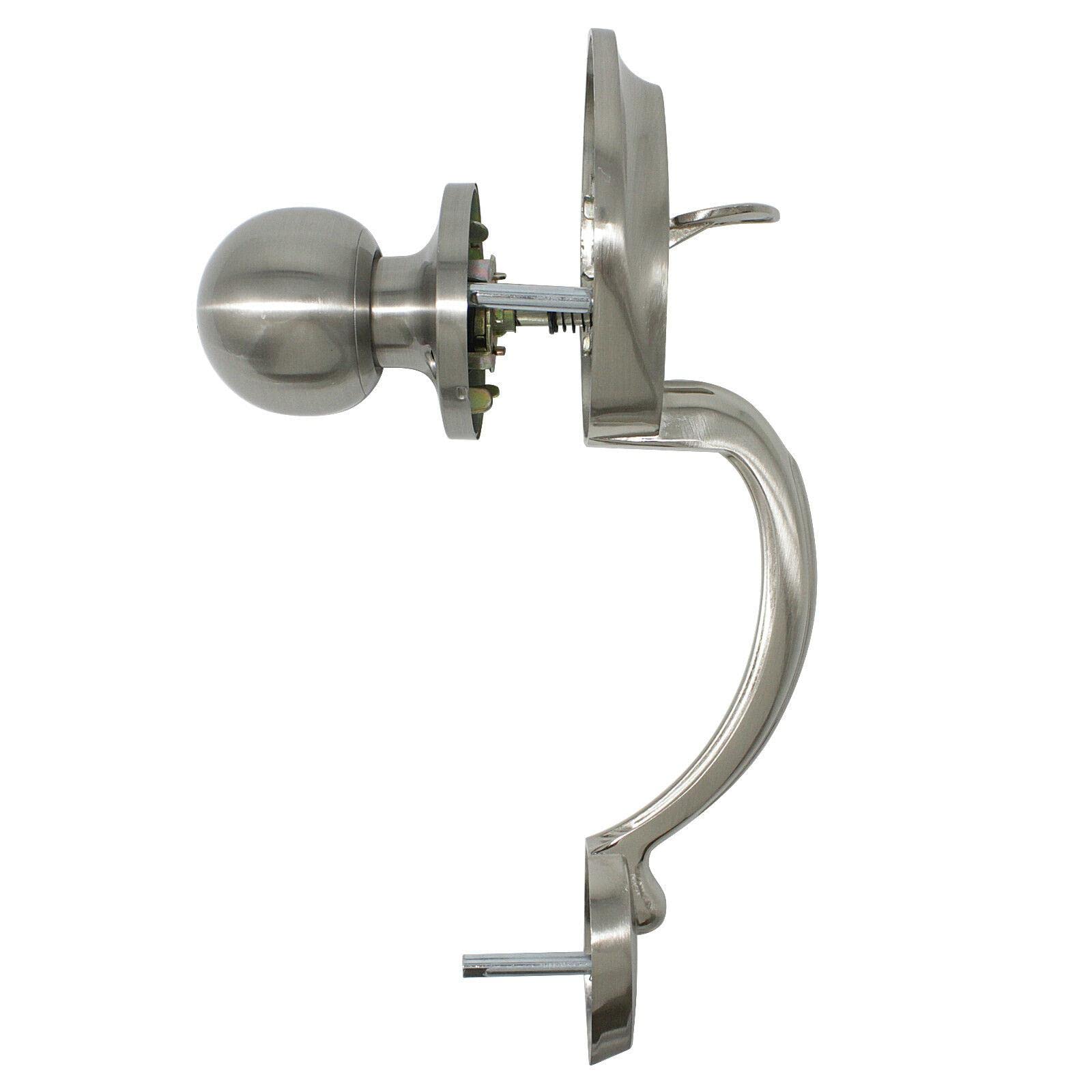 Brushed Nickel Front Door Handle Set with Deadbolt - Secure Entry for Homes
