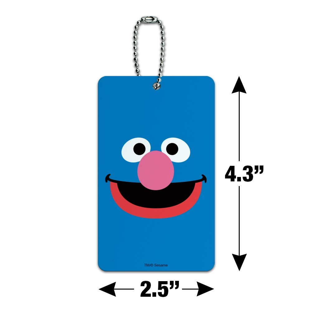 Official Sesame Street Grover Character Face Luggage Tag - Durable Suitcase ID Tag for Carry-On Bags, Perfect for Travel & Kids' Backpacks