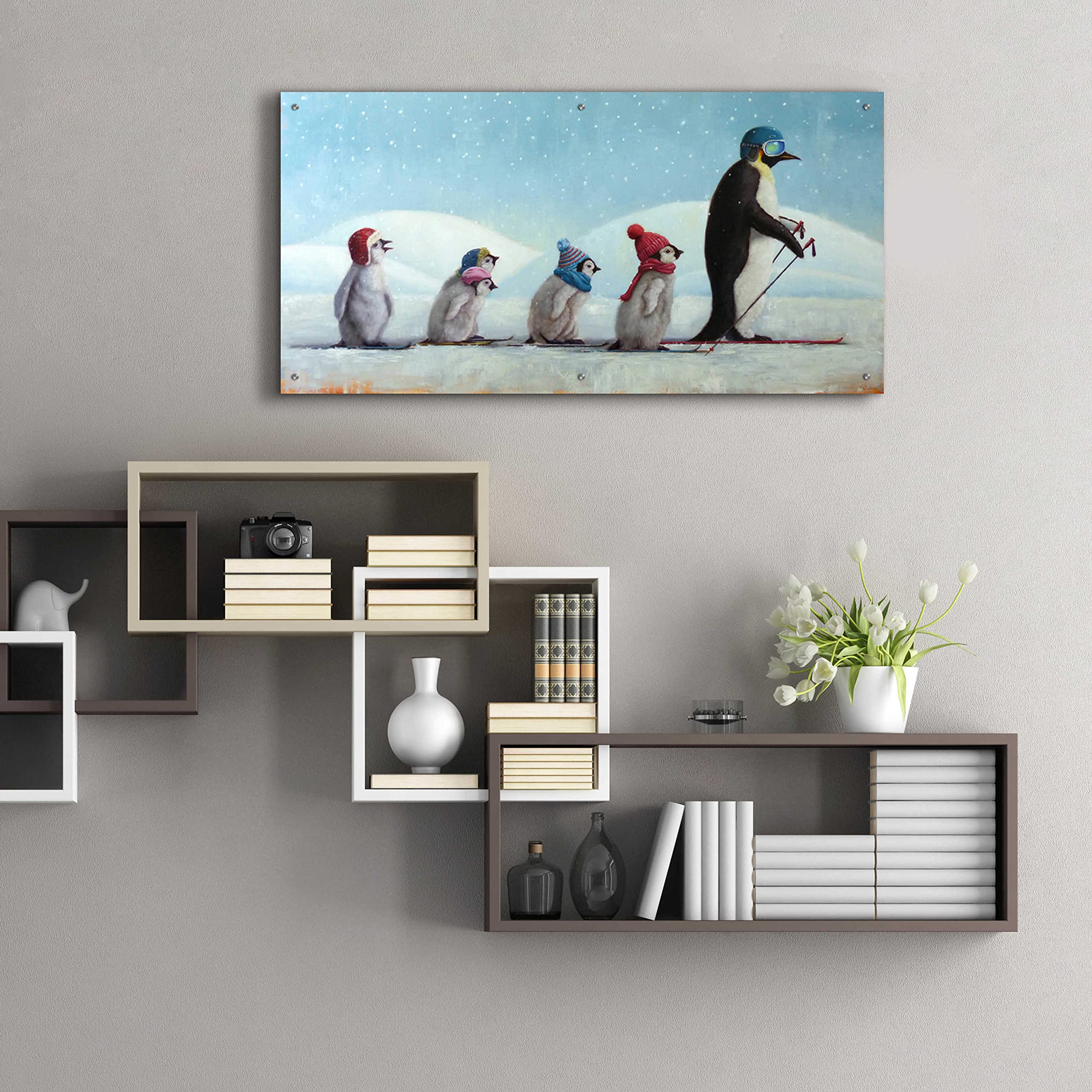 Lucia Heffernan 'Ski School' Acrylic Glass Wall Art - 48x24 Inches Modern Painting for Living Room, Bedroom & Office Decor | Winter Sports Theme Artwork