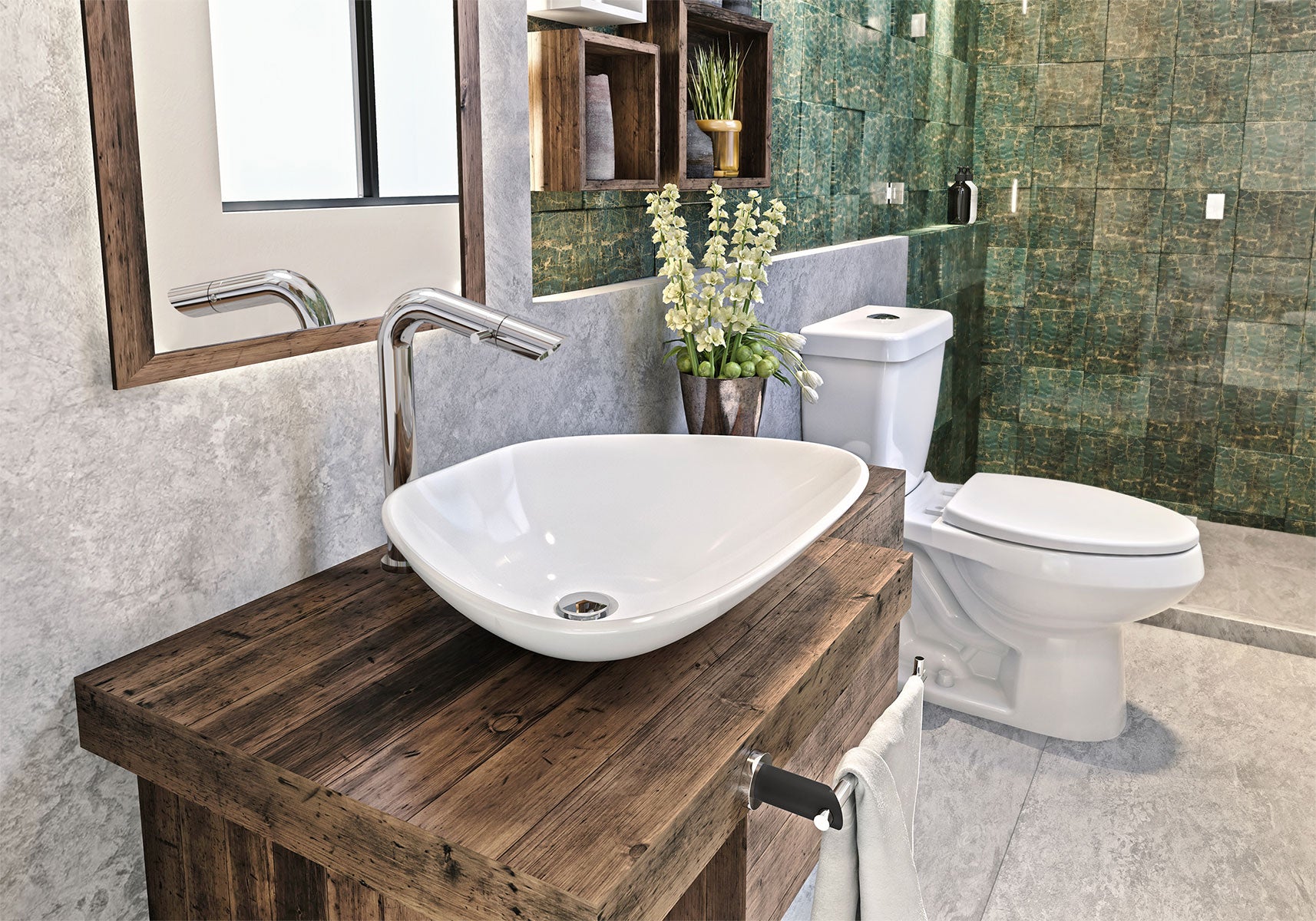 Helvex UE 923 Modern Bamboo Tall Single Handle Bathroom Sink Faucet - Water-Saving Design for Vanity, Powder Room & Guest Bath Installation