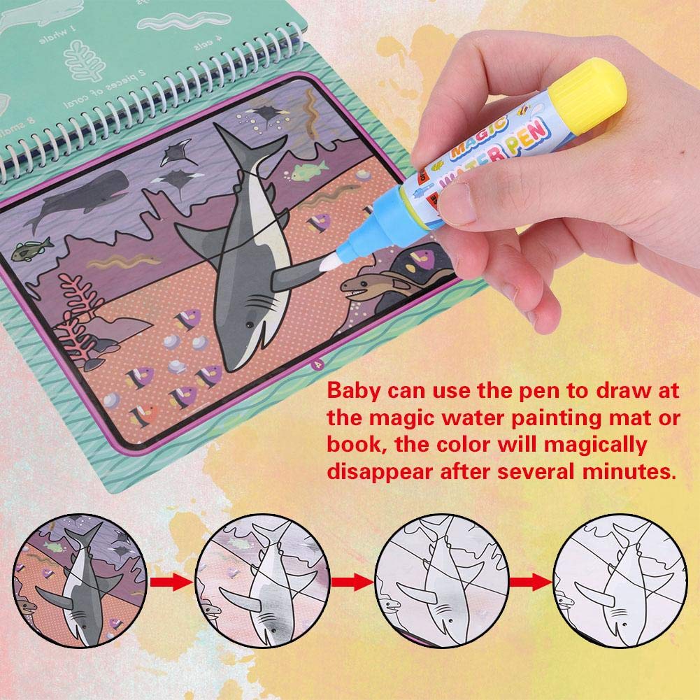 2-Pack Water Drawing Pens for Kids - Reusable Doodle Markers for All Water Doodle Mats & Painting Boards (Blue) - Perfect for Toddler Art Activities, Travel Entertainment & Mess-Free Creative Play