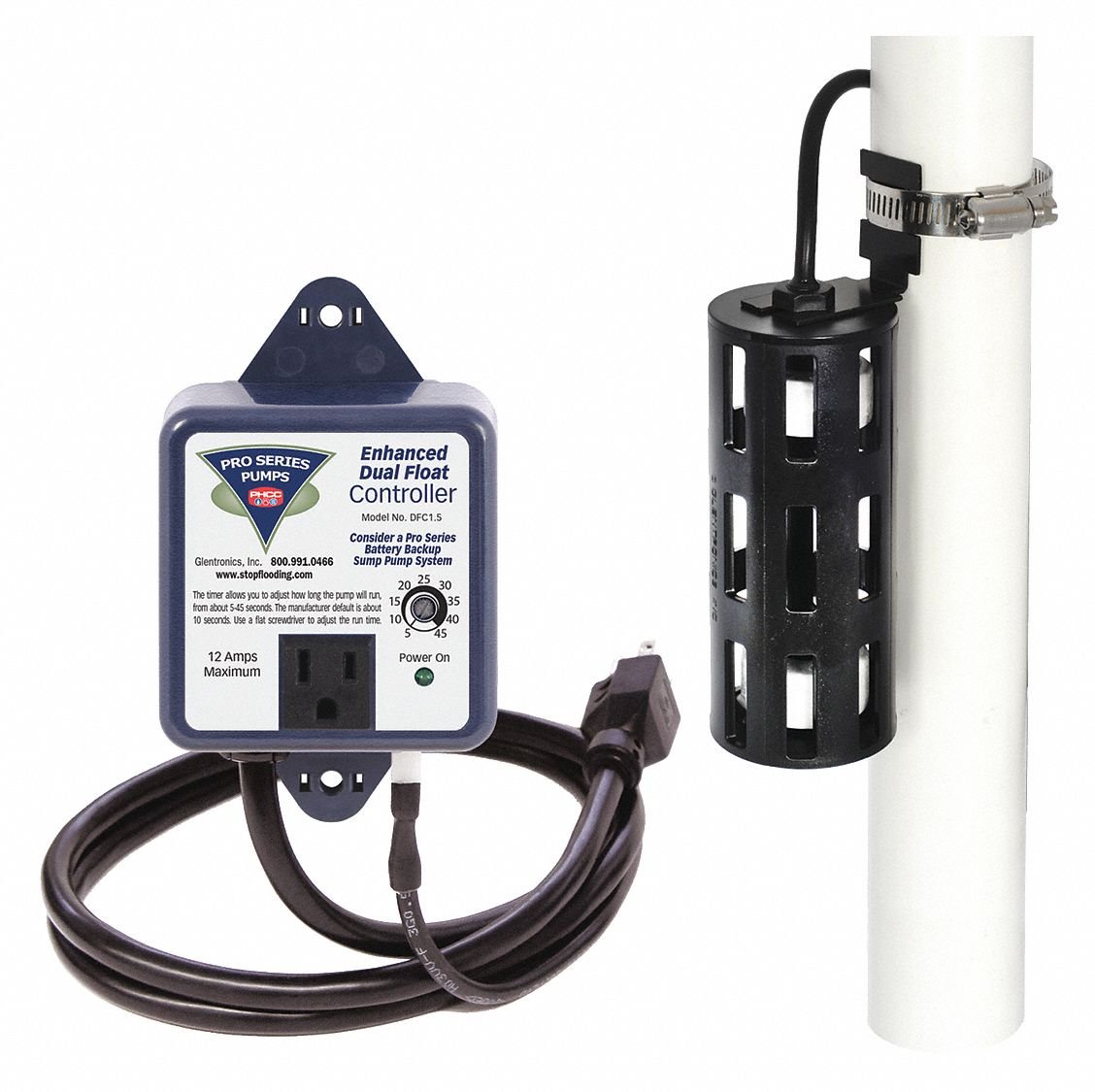 115VAC Float Switch with 12A Plug & 10 ft Cable - Ideal for Sump Pumps, Water Tanks, and Pool Level Control