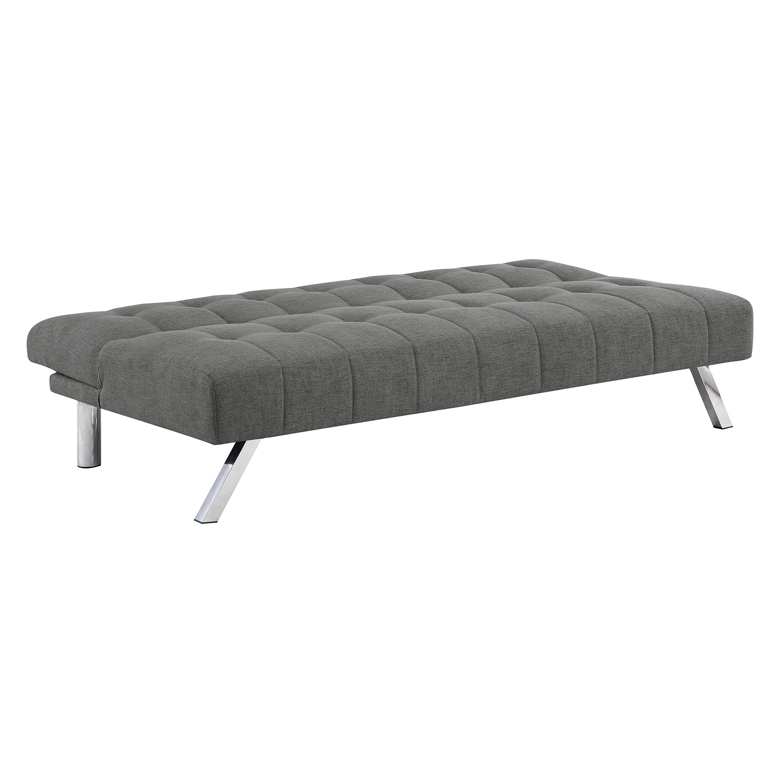 OSP Sawyer Convertible Futon Sofa Bed with Easy Lift Mechanism & Stainless Steel Legs - Grey Fabric for Living Room, Guest Room & Small Spaces