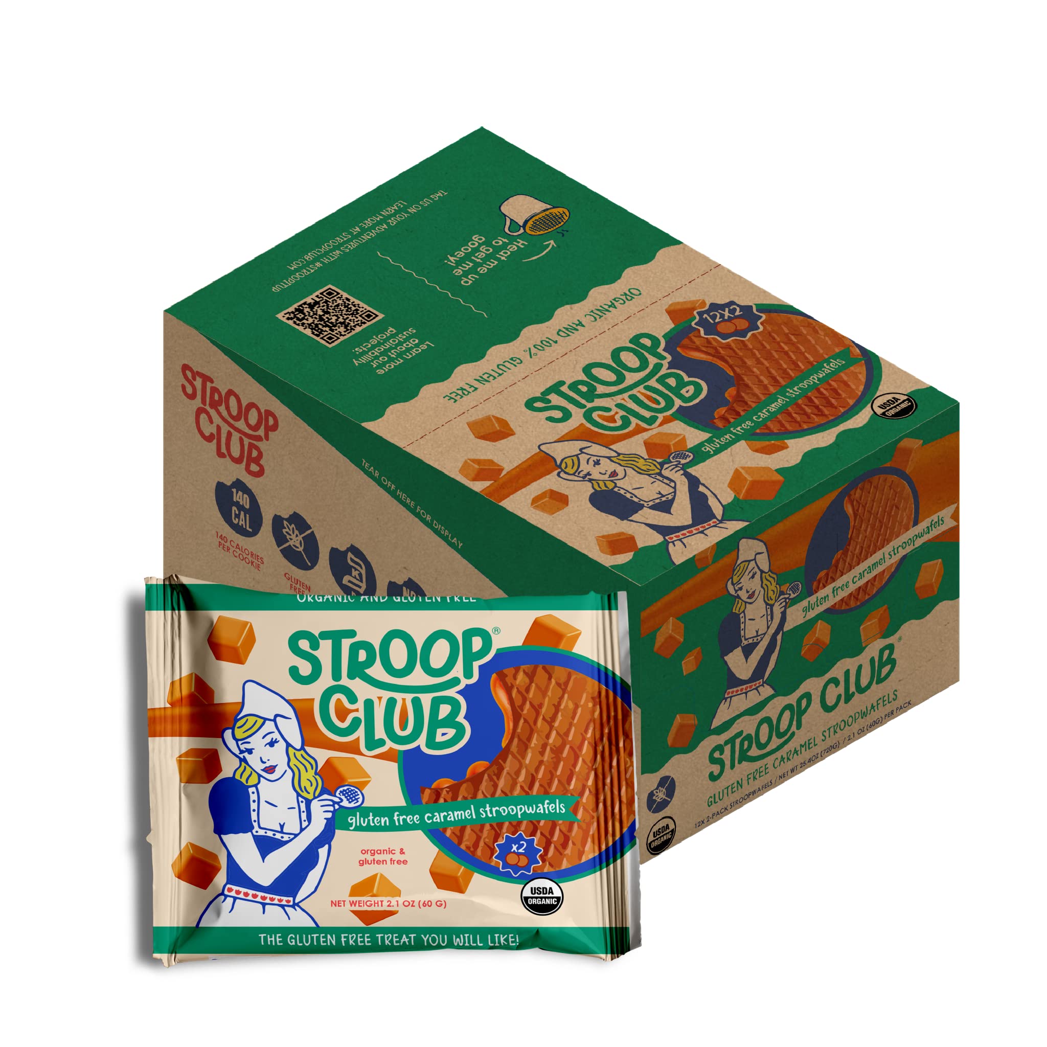 Gluten Free Dutch Caramel Stroopwafels - Organic Original Stroopwafel Cookies (12 Pack of 2, 24 Waffles) | Perfect for Coffee Pairing, Gifts & Snacking