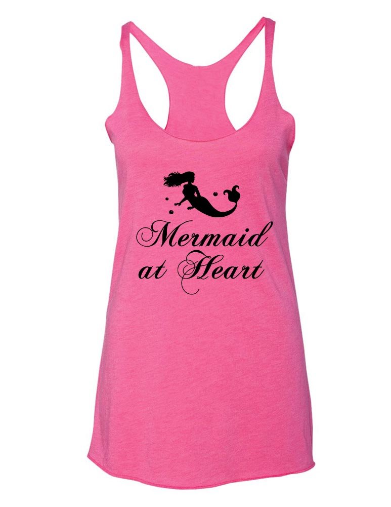 Mermaid at Heart - Soft Tri-Blend Racerback Tank Top for Women | Comfortable & Stylish Workout, Yoga, Beach & Casual Wear