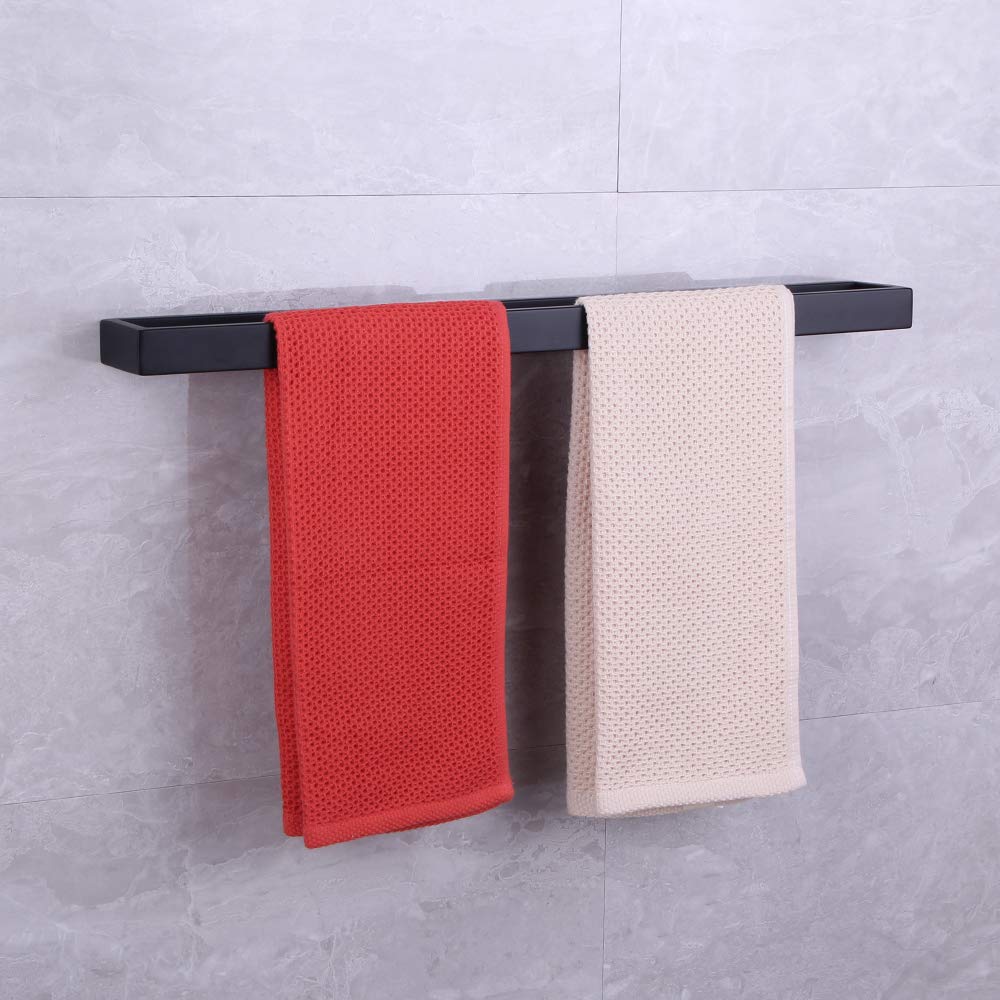 24-Inch Matte Black Bath Hand Towel Bar - SUS 304 Stainless Steel Square Towel Rack Holder for Bathroom Wall Mount - Durable & Rustproof Bathroom Accessory for Towel Organization & Spa-Like Decor