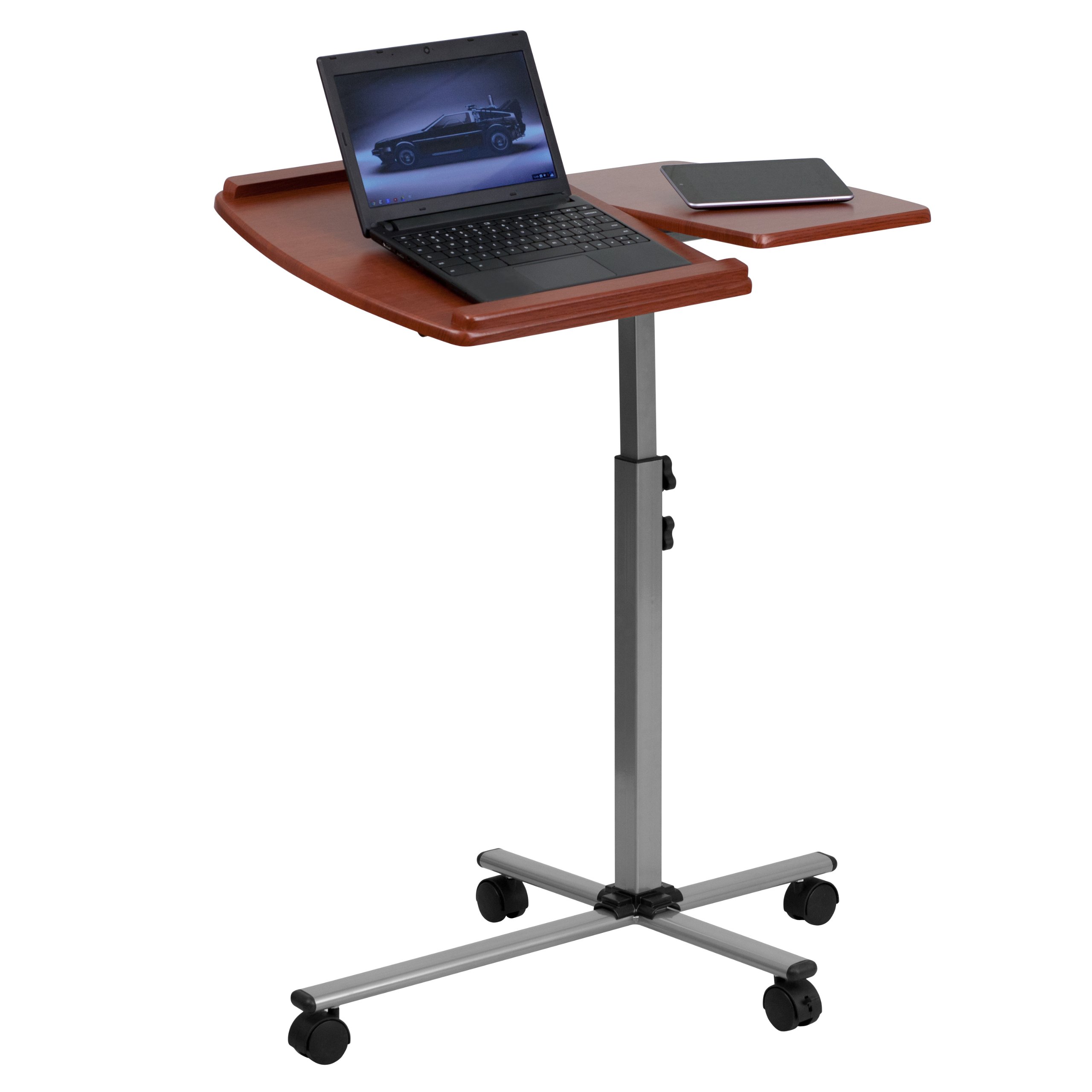 Cherry Angle and Height Adjustable Mobile Laptop Computer Table - Perfect for Home Office, Bedroom, and Small Spaces