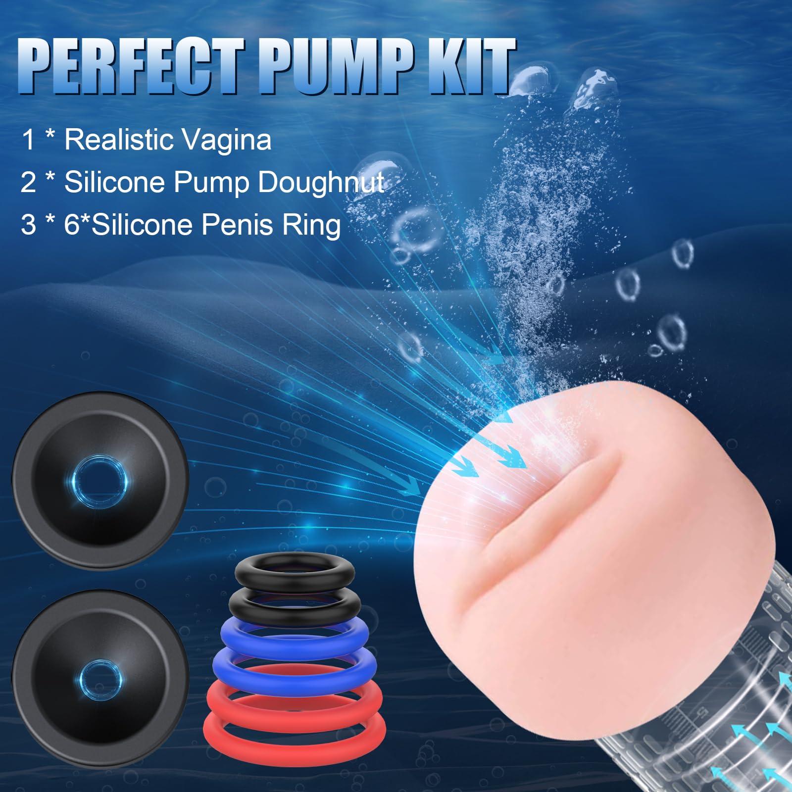 Electric Penis Pump for Men - 12 Smart Modes Waterproof Cock Enlargement Device with Extension Sleeve | Male Enhancement & Erection Aid | Perfect for Solo Play, Couples Use & Sexual Wellness