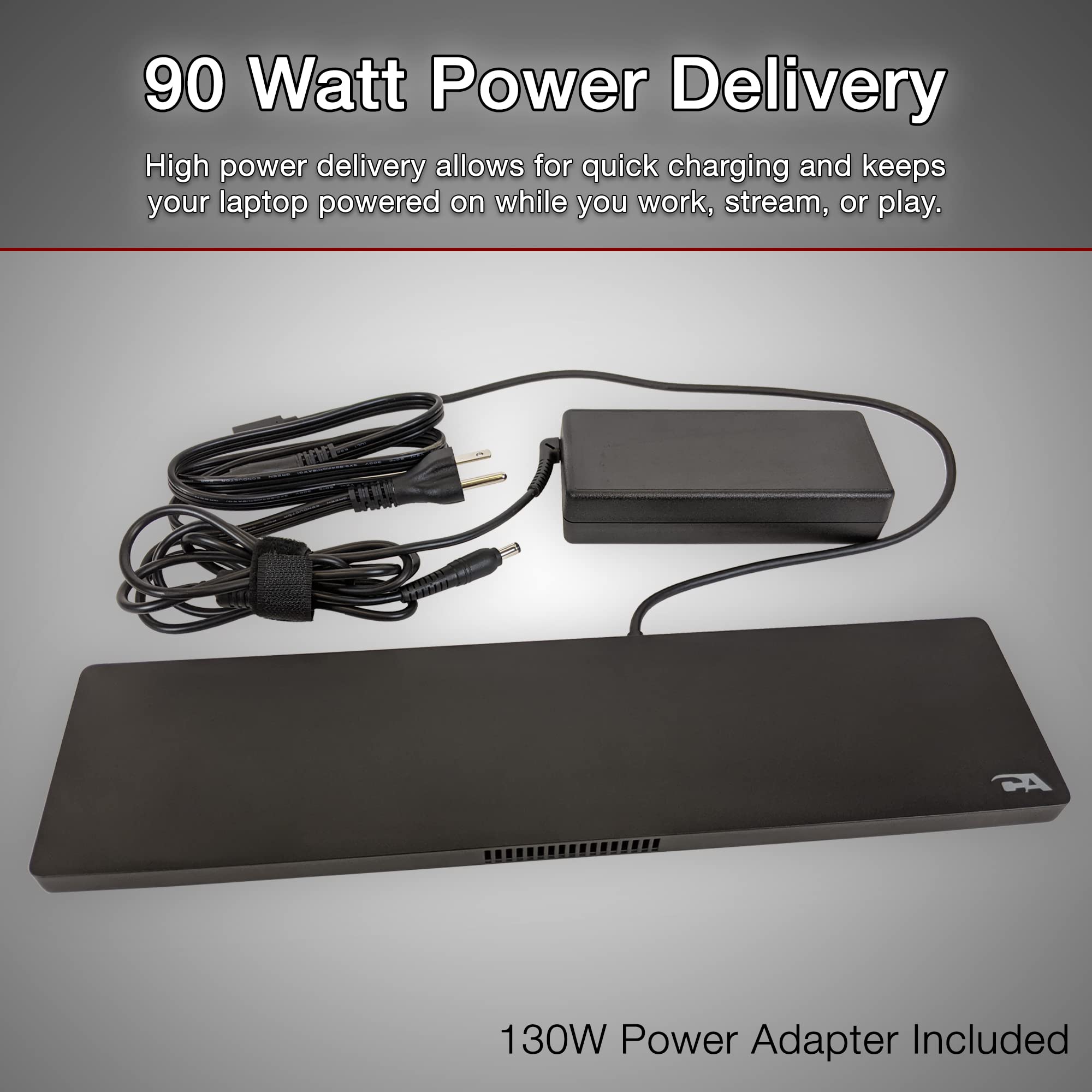 CA Essential Docking Station (DS-2000) - USB C Hub with 135W Power Adapter, 4K Dual Monitor Support, 4 USB-A Ports, Ethernet & Active Cooling - Perfect for Home Office, Gaming & Multi-Tasking Workspaces