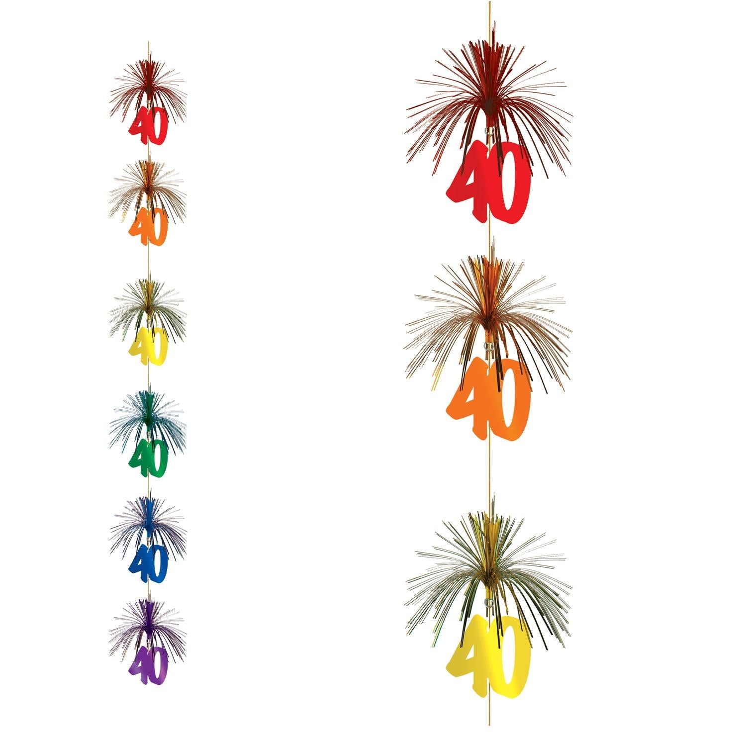 12 Pack Beistle 40th Birthday Party Firework Stringer Decorations - Perfect for Adult Birthday Parties, Anniversary Celebrations & Festive Events