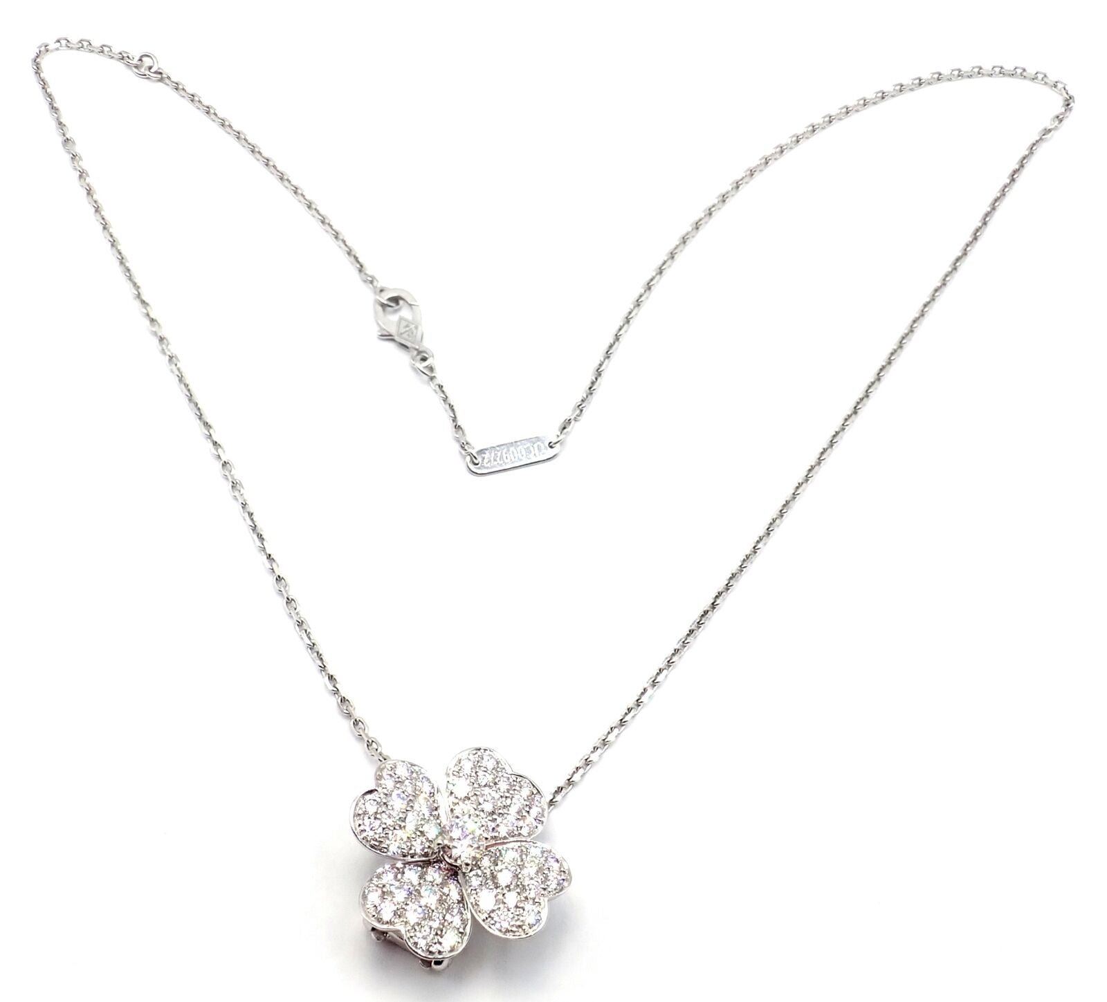 Van Cleef & Arpels Cosmos 18k White Gold Diamond Brooch Pendant Necklace - Luxury Jewelry for Women, Elegant Gift for Anniversary & Special Occasions