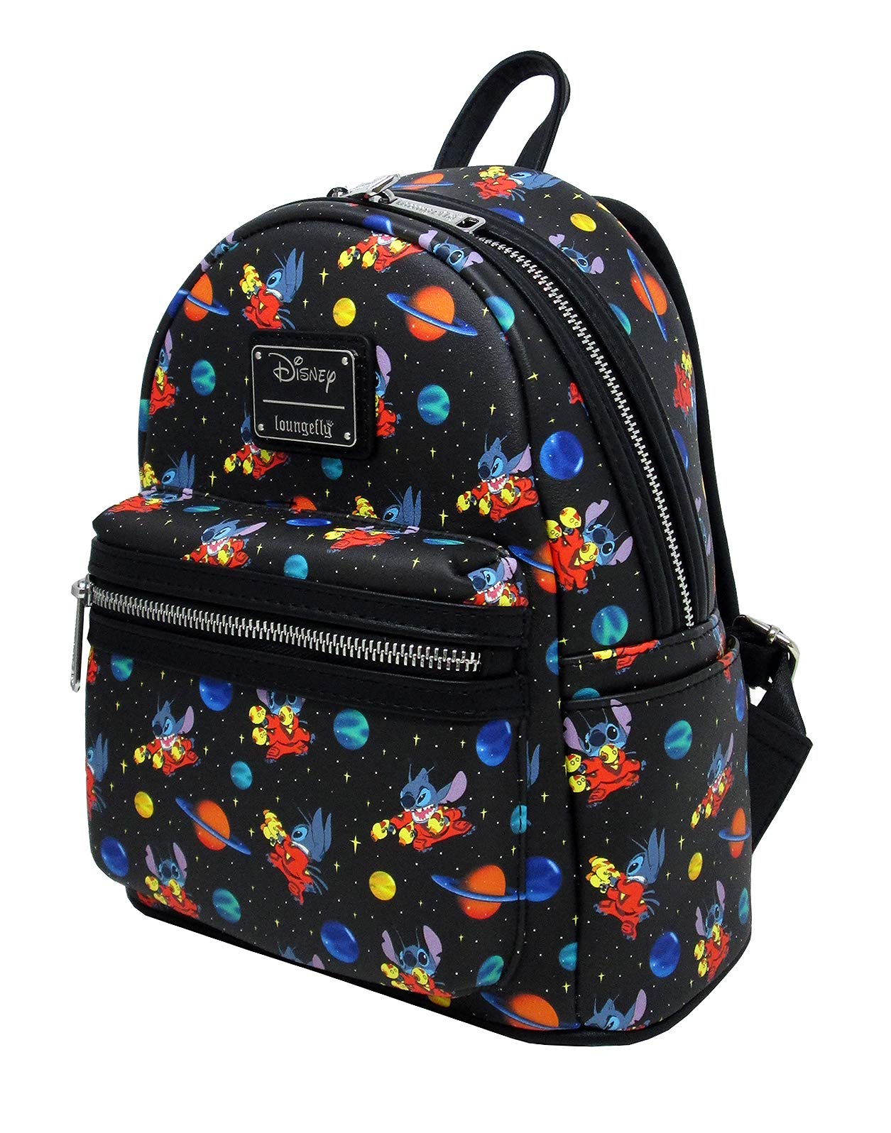 Loungefly x Disney Lilo and Stitch in Space Allover-Print Mini Backpack - Cute Disney Character School Bag for Women & Teens - Perfect for Cosplay, Travel, and Everyday Use