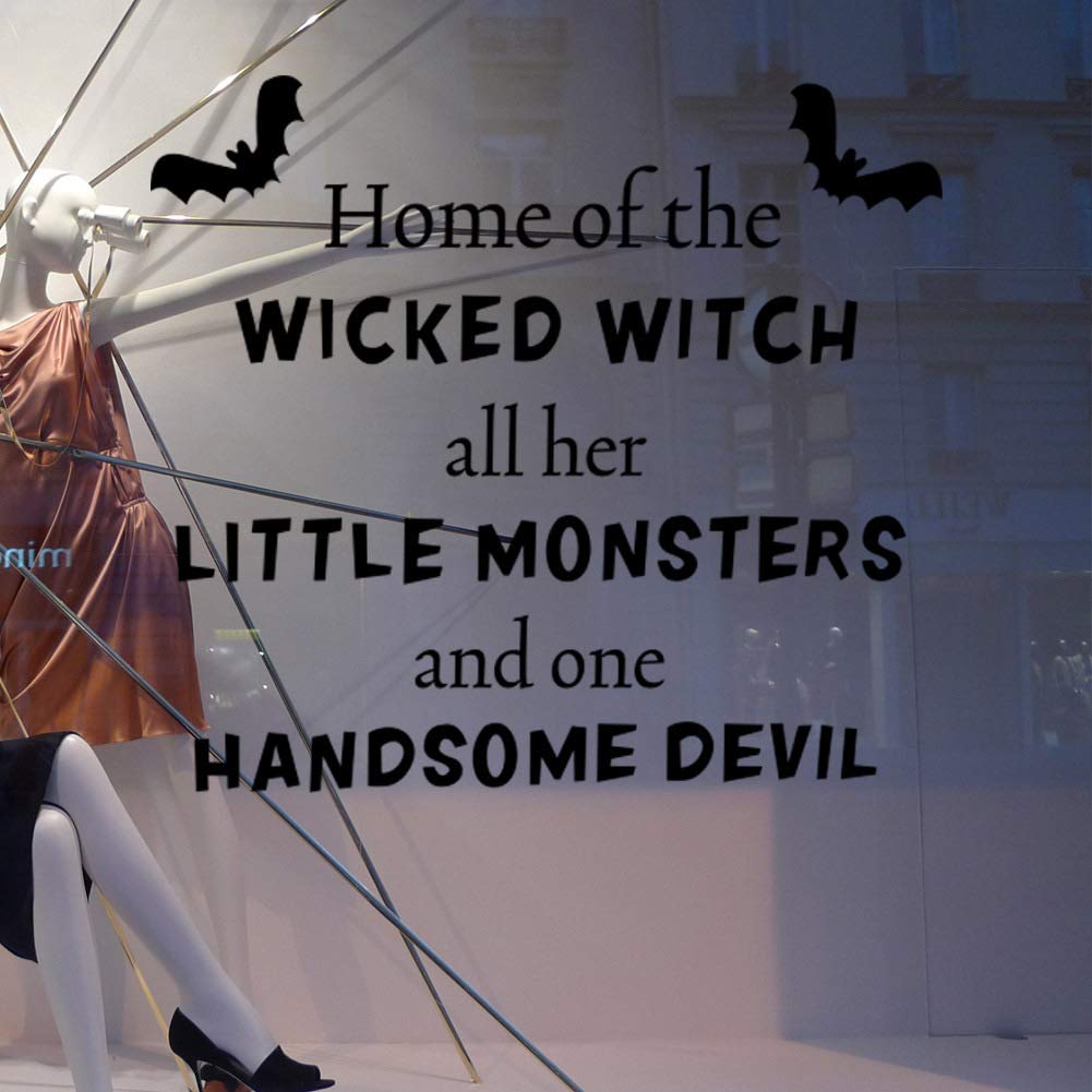 Halloween Wall Decals - Wicked Witch, Monsters & Devil Vinyl Stickers (22x19 in) | Removable Halloween Party Decor for Home, Office & Classroom