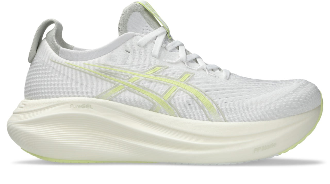 ASICS Men's Gel-Nimbus 27 Running Shoes - White/Huddle Yellow - Cushioned Comfort for Long-Distance Running & Gym Workouts