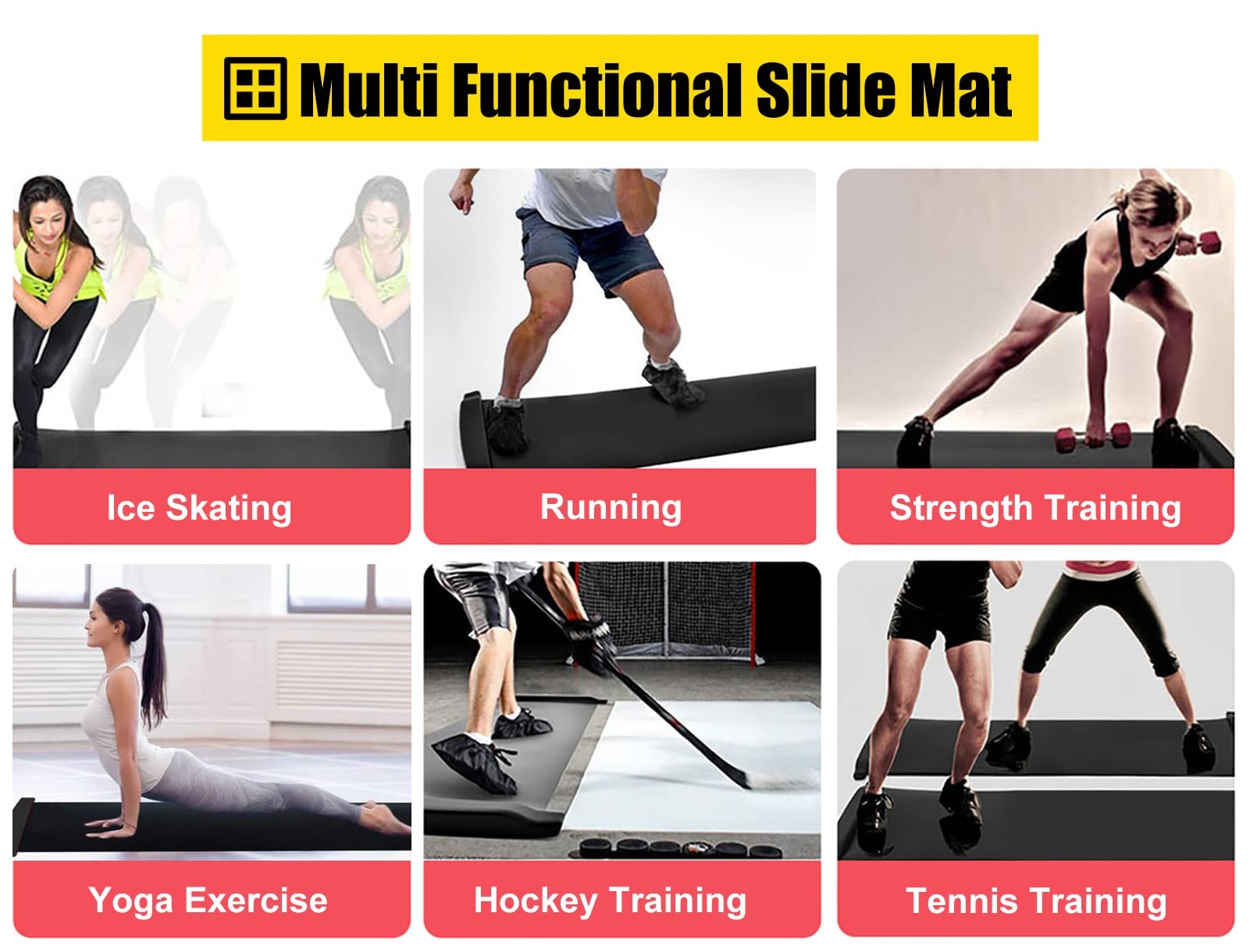 Premium Slide Board for Home Workouts - Cross Training Equipment, Fitness & Yoga Mat for Legs, Glutes & Core Strengthening (91