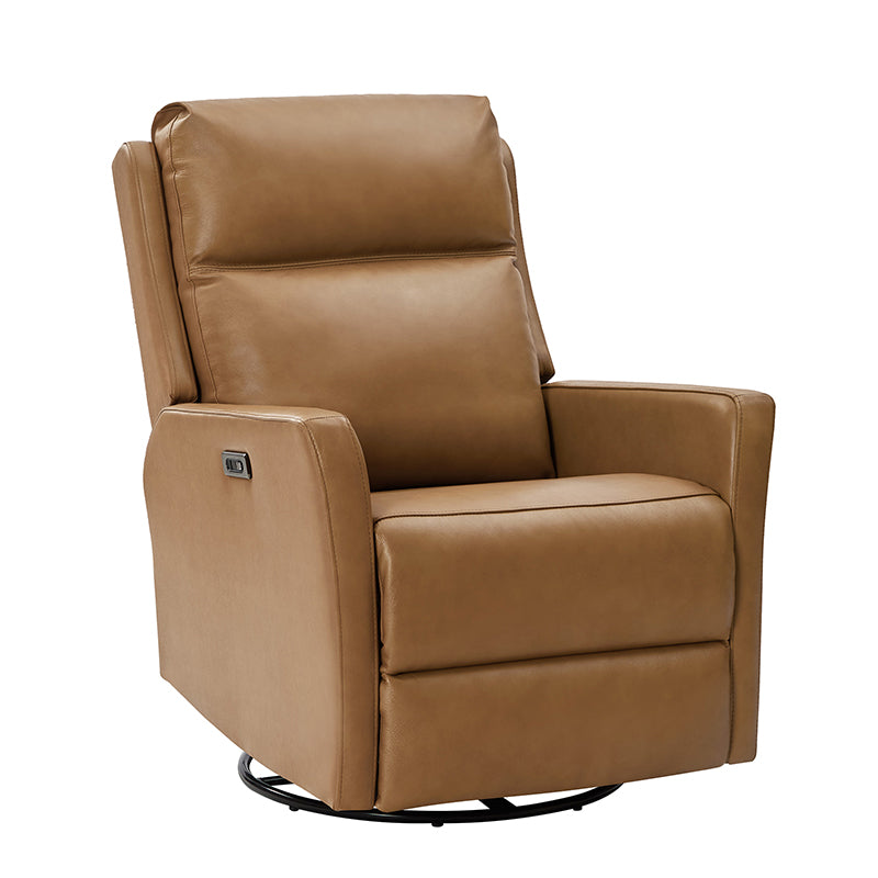 Paula Transitional Power Recliner with USB Charging Ports - Modern Electric Reclining Chair with Lumbar Support for Living Room, Home Theater & Office - Comfortable Leather Lounge Chair with Power Headrest & Cup Holder