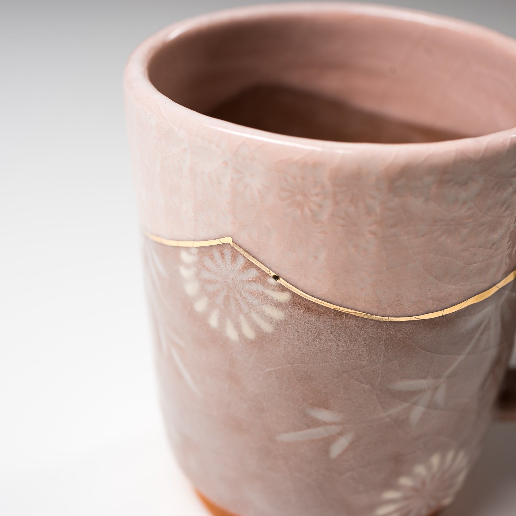 Handmade Kyo Kiyomizu Ware Ceramic Mug - Traditional Japanese Karakusa Pink Design, Authentic Kyoto Pottery for Tea & Coffee Lovers - Perfect Gift for Home, Office & Japanese Tea Ceremony