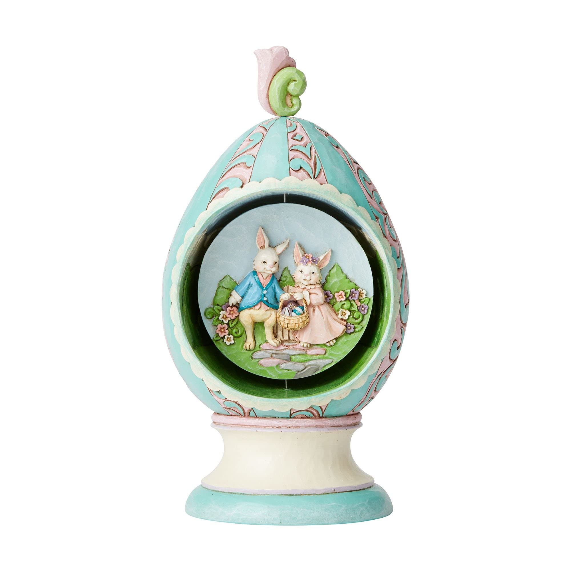 Jim Shore Strolling Through Spring Easter Egg with Rotating Scene - Hand-Painted Collectible Holiday Decor for Easter, Spring Home Decor, Gift for Collectors (6003625) | Perfect for Easter Basket Stuffers, Table Centerpieces & Seasonal Display