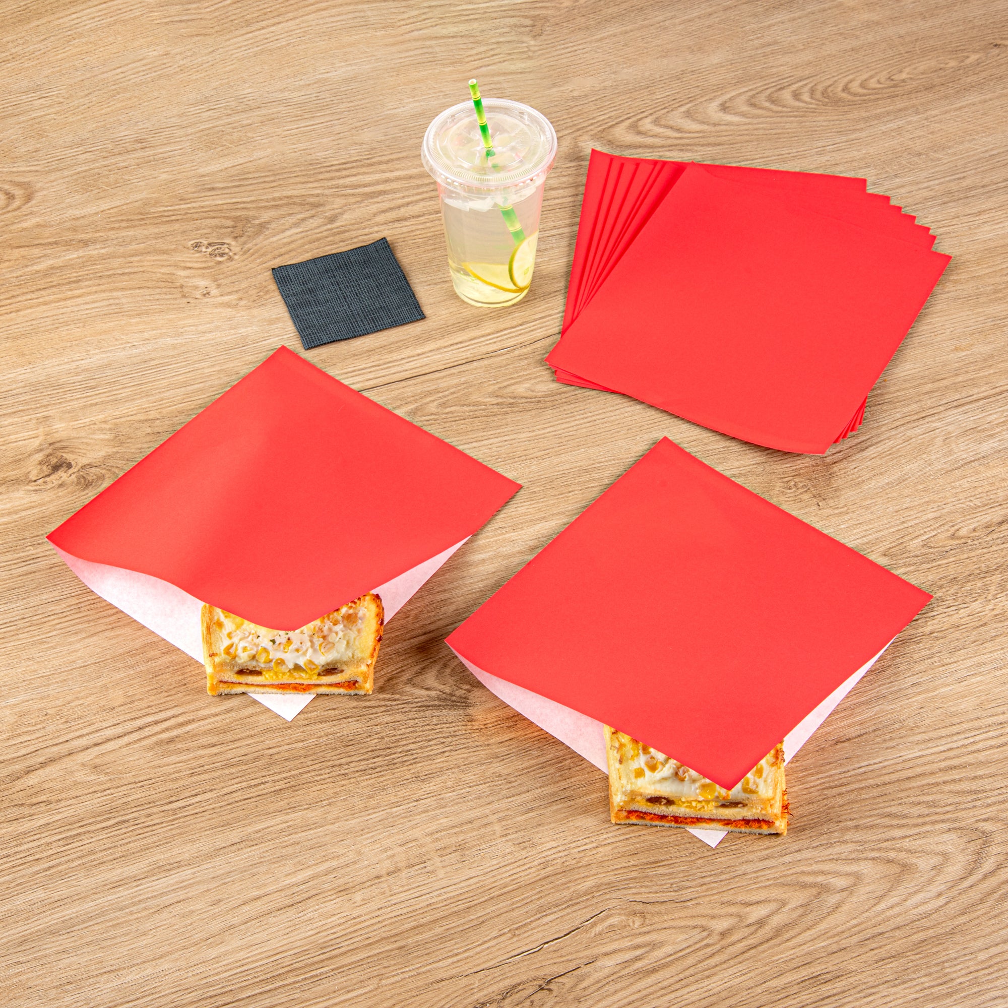 Premium Red Greaseproof Paper Bags - Large Double Open Design (10