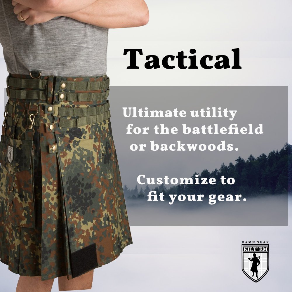 Men's Tactical Utility Kilt - Durable & Versatile Outdoor Kilt for Hiking, Camping & Festivals | Adjustable Fit & Multiple Pockets