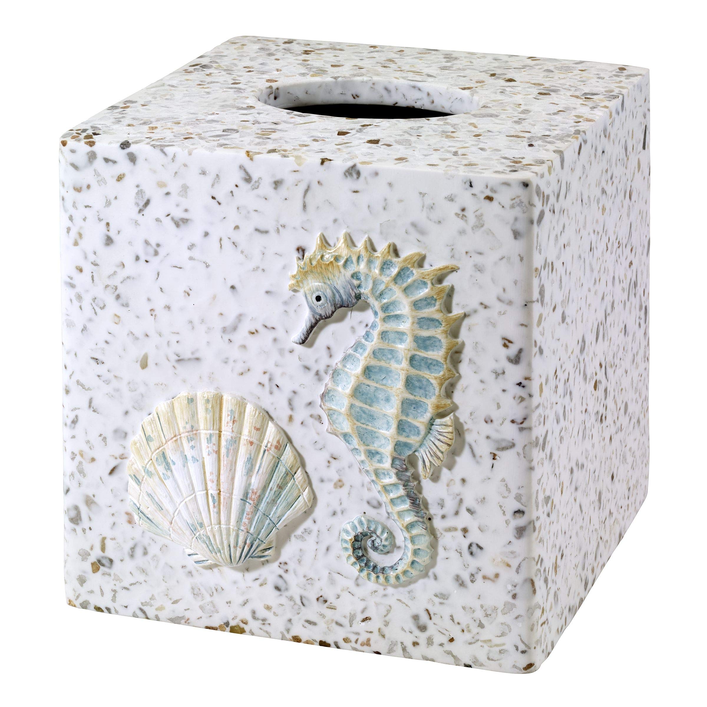 Avanti Linens - Coastal Terrazo Tissue Box Cover, Sea Inspired Bathroom Decor for Guest Bathroom Essentials | Perfect for Beach House, Coastal Cottage & Nautical Themed Bathrooms