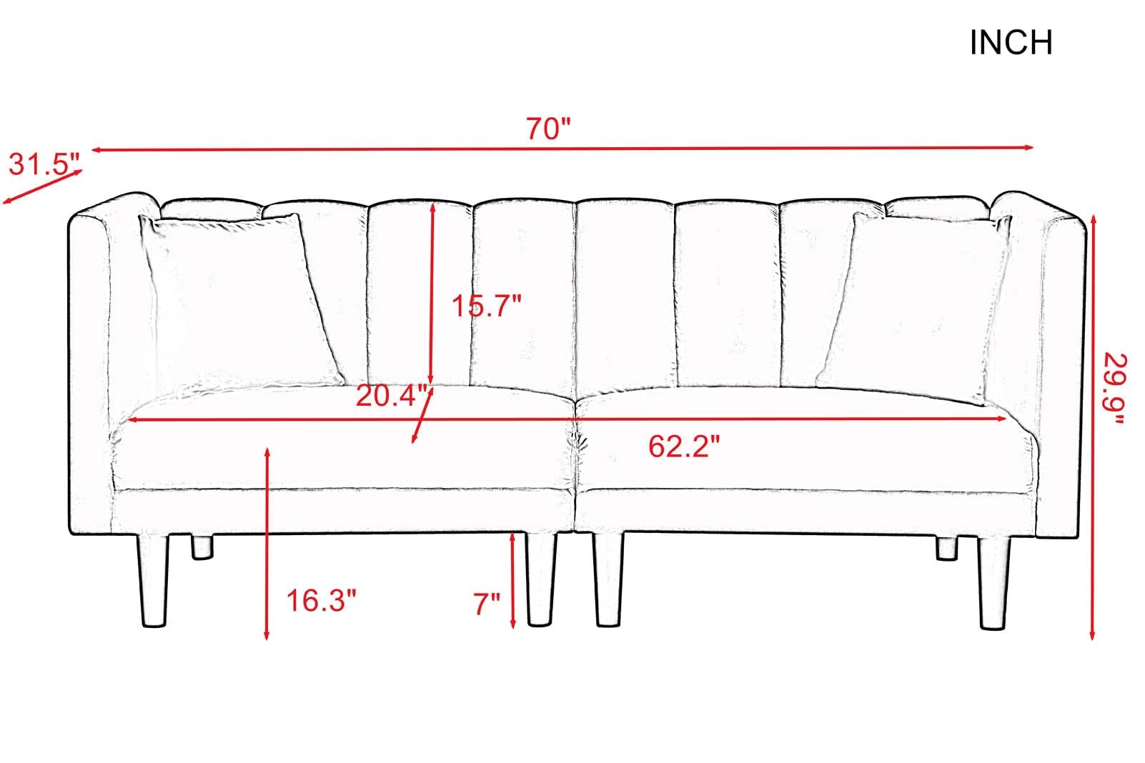 Velvet Convertible Futon Sofa Bed - Modern Upholstered Sleeper Loveseat with 2 Pillows & 8 Sturdy Legs | Space-Saving Folding Design for Small Apartments, Studios, Offices | Perfect for Guest Rooms, Dormitories & Home Theaters (Pink)