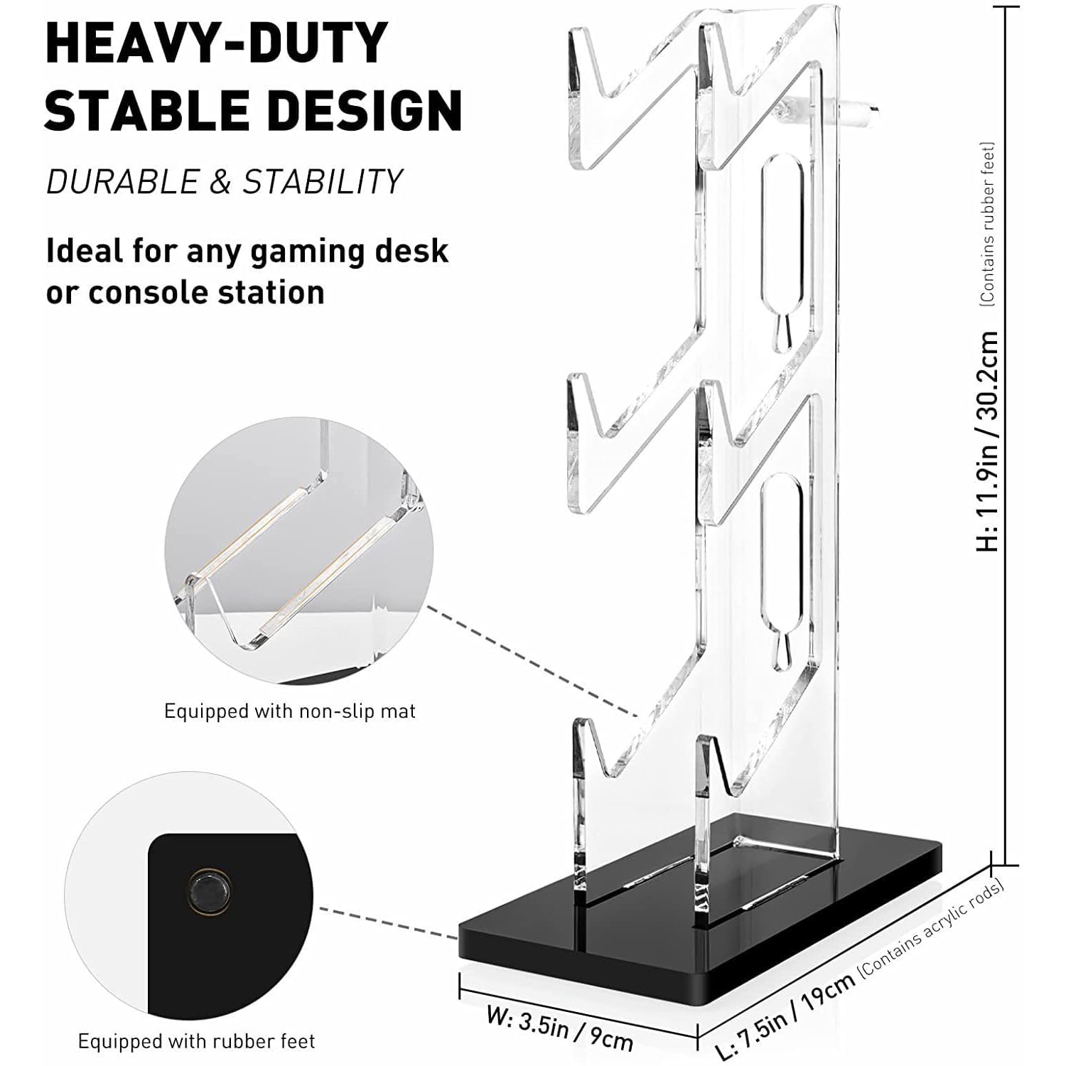 Premium 3-Tier Gaming Controller Holder & Headset Stand - Compatible with PS5, PS4, Xbox One, Nintendo Switch & Steam - Organize Your Gaming Setup - Perfect for Gaming Rooms, Bedrooms & Streamer Stations