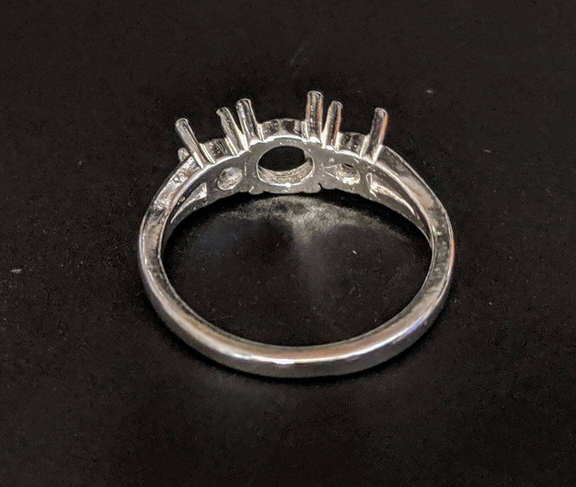 14K Gold or Sterling Silver Three Stone Ring Blank - Size 7, Pre-Notched Shank Setting (163 464, 465, 454/143 464) - Perfect for Jewelry Making, Custom Engagement Rings & DIY Wedding Bands