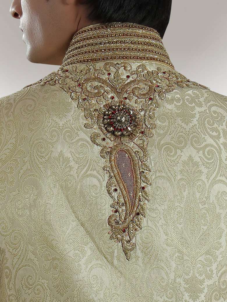 Elegant Cream Sherwani for Men - Traditional Indian Wedding Outfit for Groom & Party Wear - Perfect for Weddings, Festivals & Special Occasions