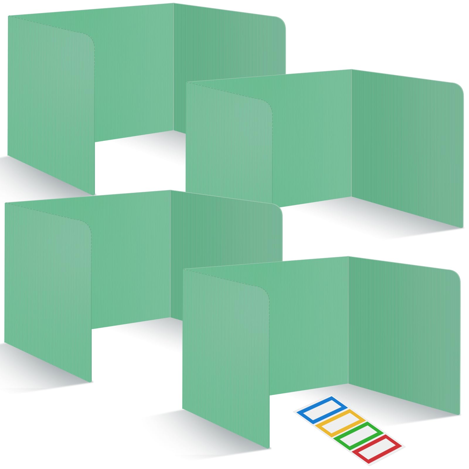 4 Pcs Plastic Desk Dividers for Students - Green Privacy Folders & Test Dividers, Classroom Partition Panels for School, Teachers & Study - Perfect for Quiet Study, Testing & Organized Workspaces