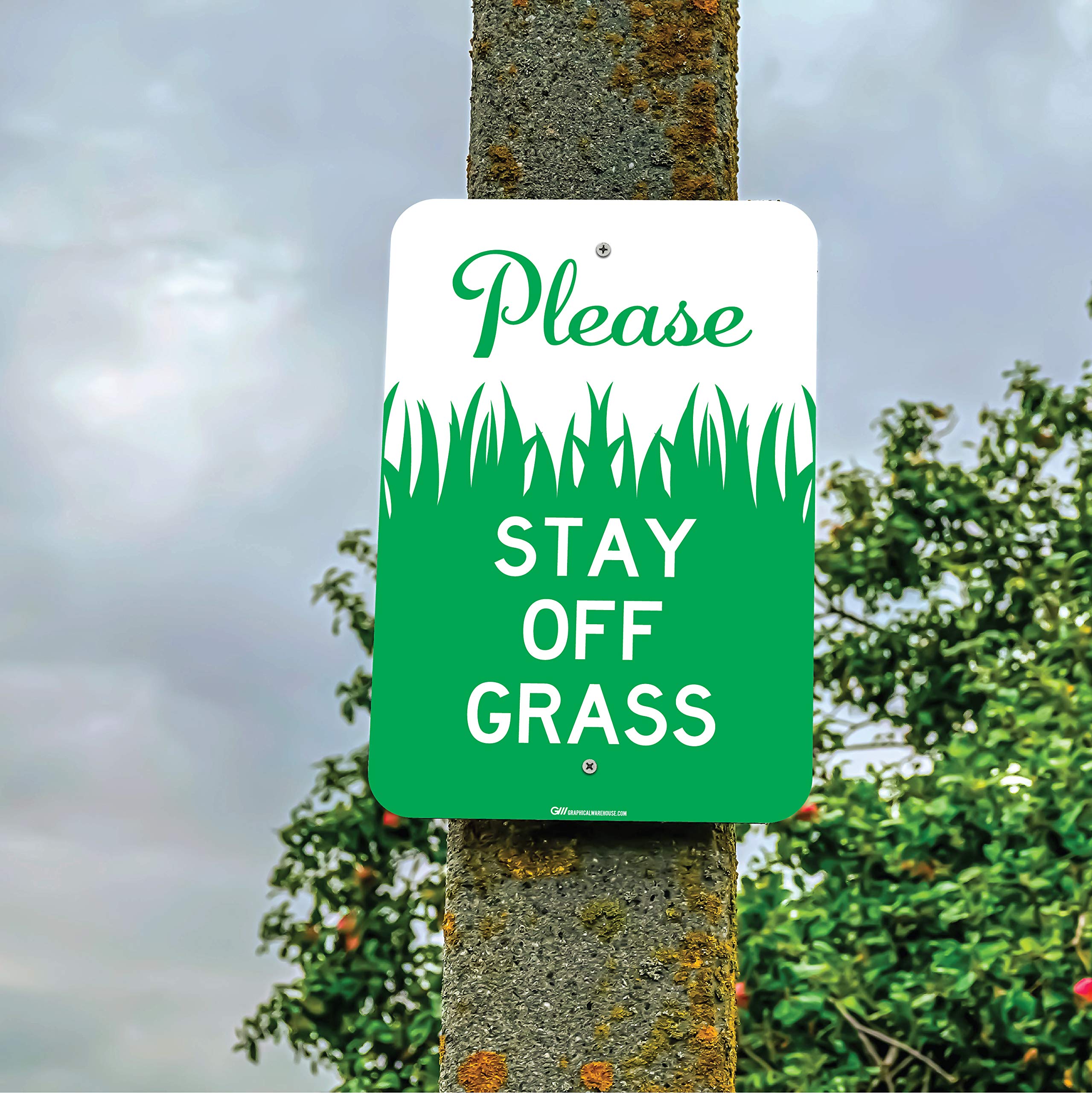 Stay Off Grass - 12x18 Inch Gloss Laminated Aluminum Sign for Yard & Garden - Durable Outdoor Warning Sign by Graphical Warehouse - Perfect for Lawns, Parks & Private Property Boundaries