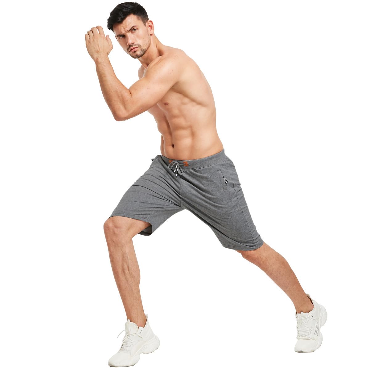 JustSun Men's Casual Sports Shorts with Elastic Waist & Zipper Pockets - Lightweight Quick-Dry Athletic Shorts for Running, Gym, Workout & Outdoor Activities