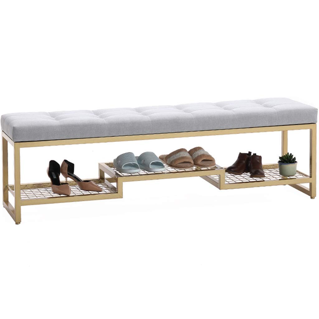 Nordic Shoe Cabinet Bench with Cushioned Door - 100x20x45cm Gray Storage Stool for Bedroom Entryway & Hallway Organization