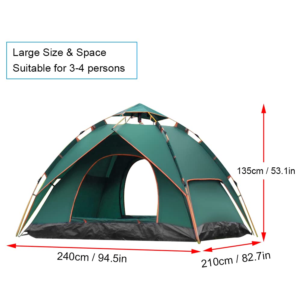 Pop Up Tent for 3-4 Person, Sofoges Instant Automatic Camping Tent with Double Layer Waterproof Design - Perfect for Family Hiking, Backpacking, Beach Trips & Outdoor Adventures