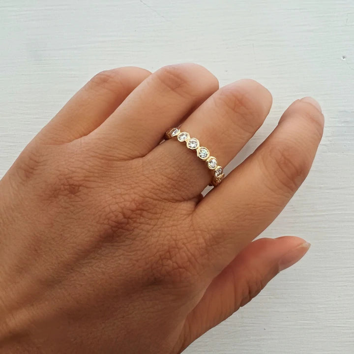 Modern Bezel Diamond Band Ring for Women - Elegant Stackable Wedding Band, Anniversary Gift, Everyday Jewelry for Special Occasions