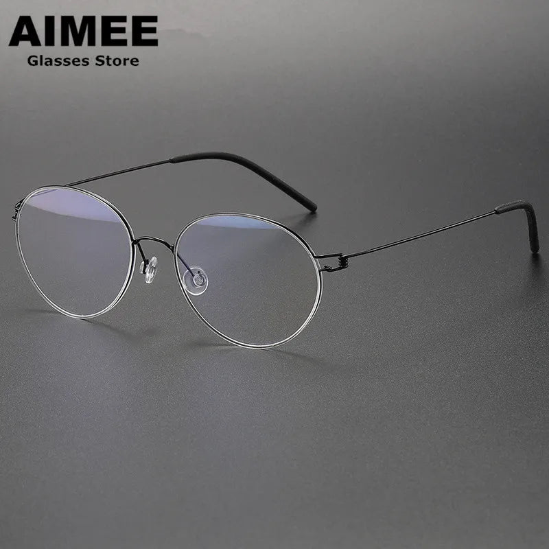 Aimee Women's Full Rim Oval Round Screwless Titanium Eyeglasses - Lightweight & Durable Eyewear for Work, Reading & Everyday Use