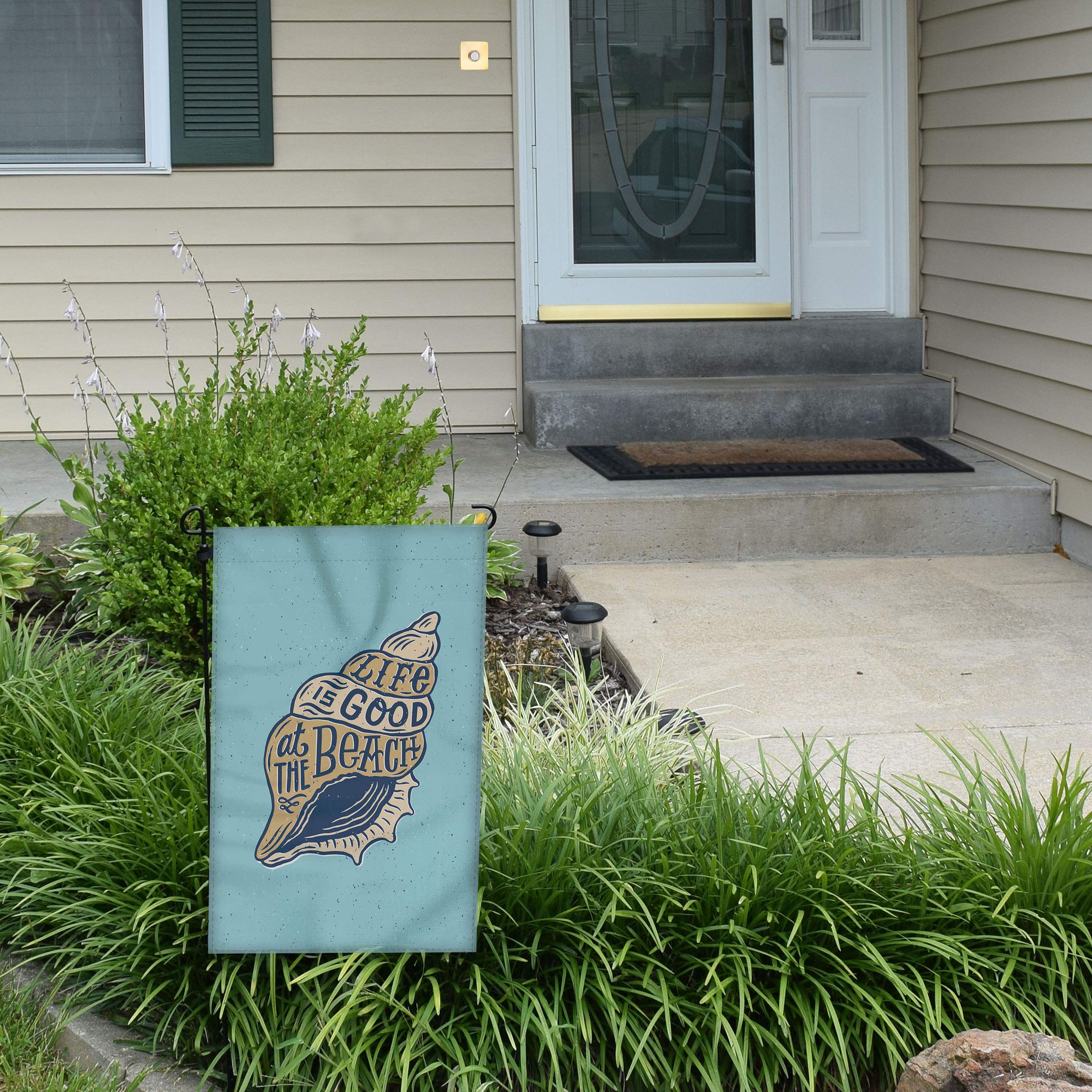 Rivers Edge Products 14x22 Inch Double-Sided Yard Flag with Metal Stand - Outdoor Garden Decor for Patio, Lawn & Beach House - Durable Weather-Resistant Small Flag with Stake & Pole for Seasonal Home Decoration