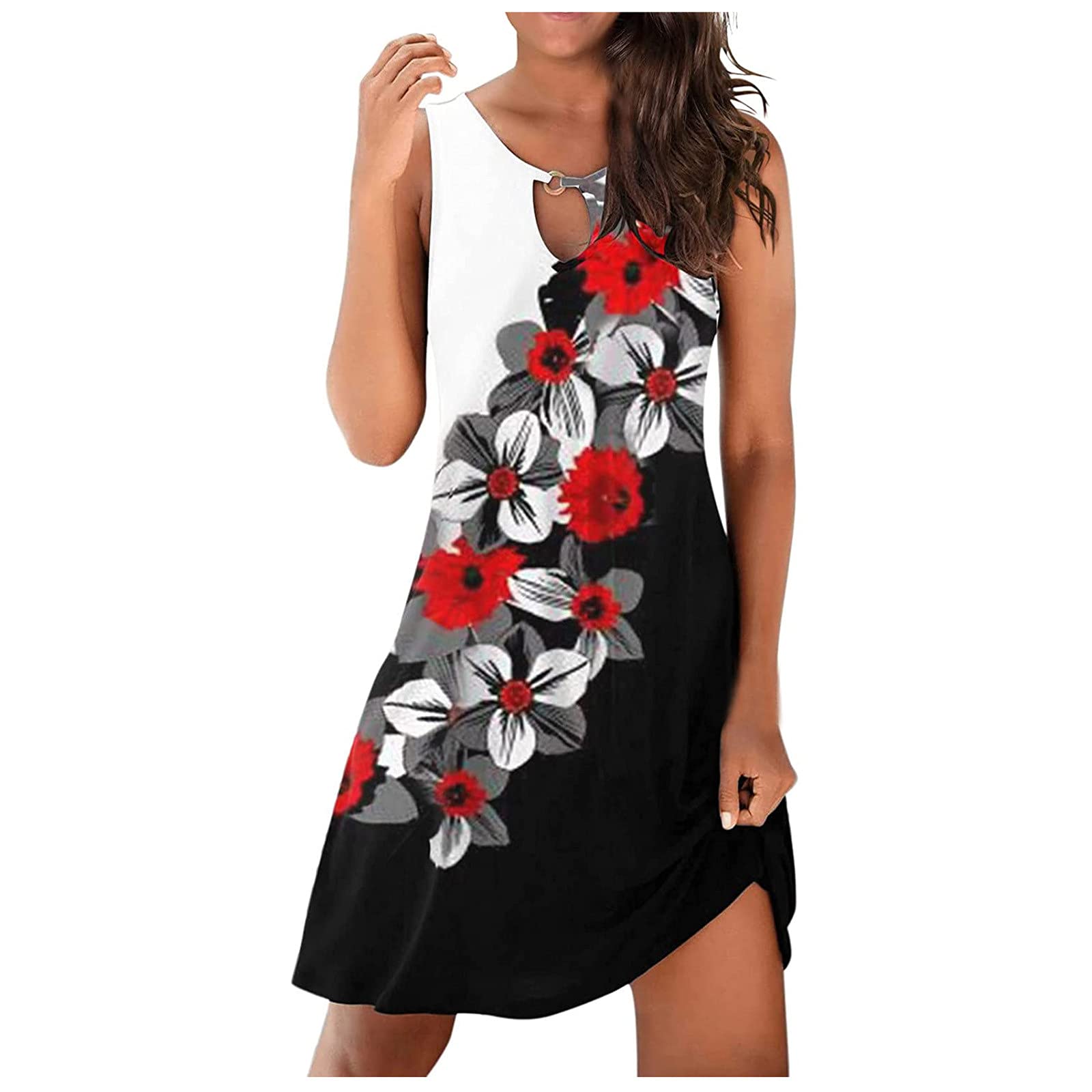 Elegant Summer Dresses for Women 2023 - Plus Size Boho Midi Sundress with Floral Print | Sleeveless A-Line Tunic Dress for Beach, Vacation & Casual Outings
