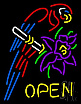 15x18.9 Inch Vibrant Tropical Parrot Flower LED Neon Sign - Super Bright Wall Decor Light for Bar, Cafe, Bedroom & Home Decoration | Open Beer Design (TPFO82)