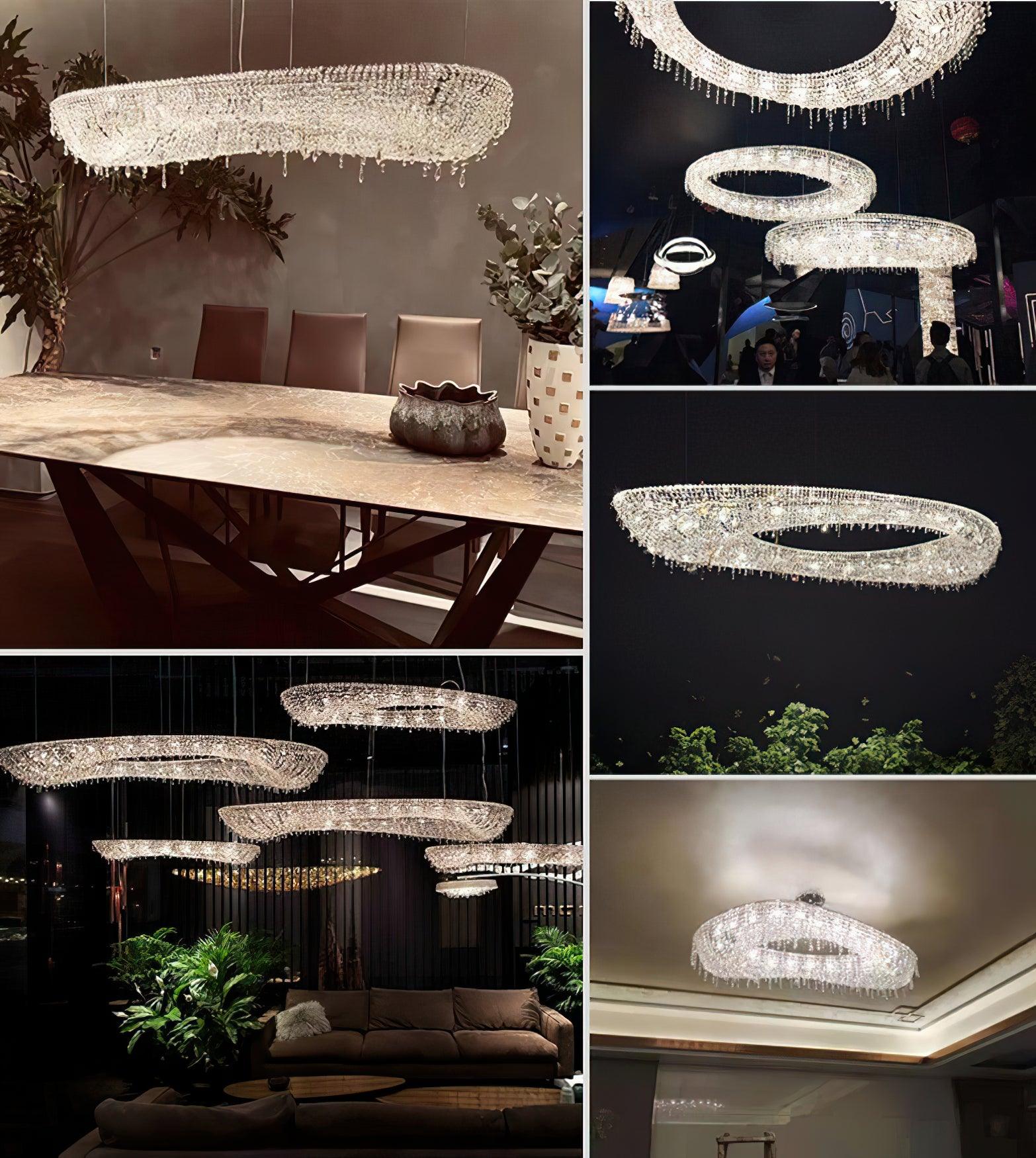 Modern Round Crystal Chandelier - Elegant Ceiling Light Fixture for Dining Room, Living Room & Bedroom | Energy Efficient LED Lighting | Perfect for Home Decor & Wedding Venues