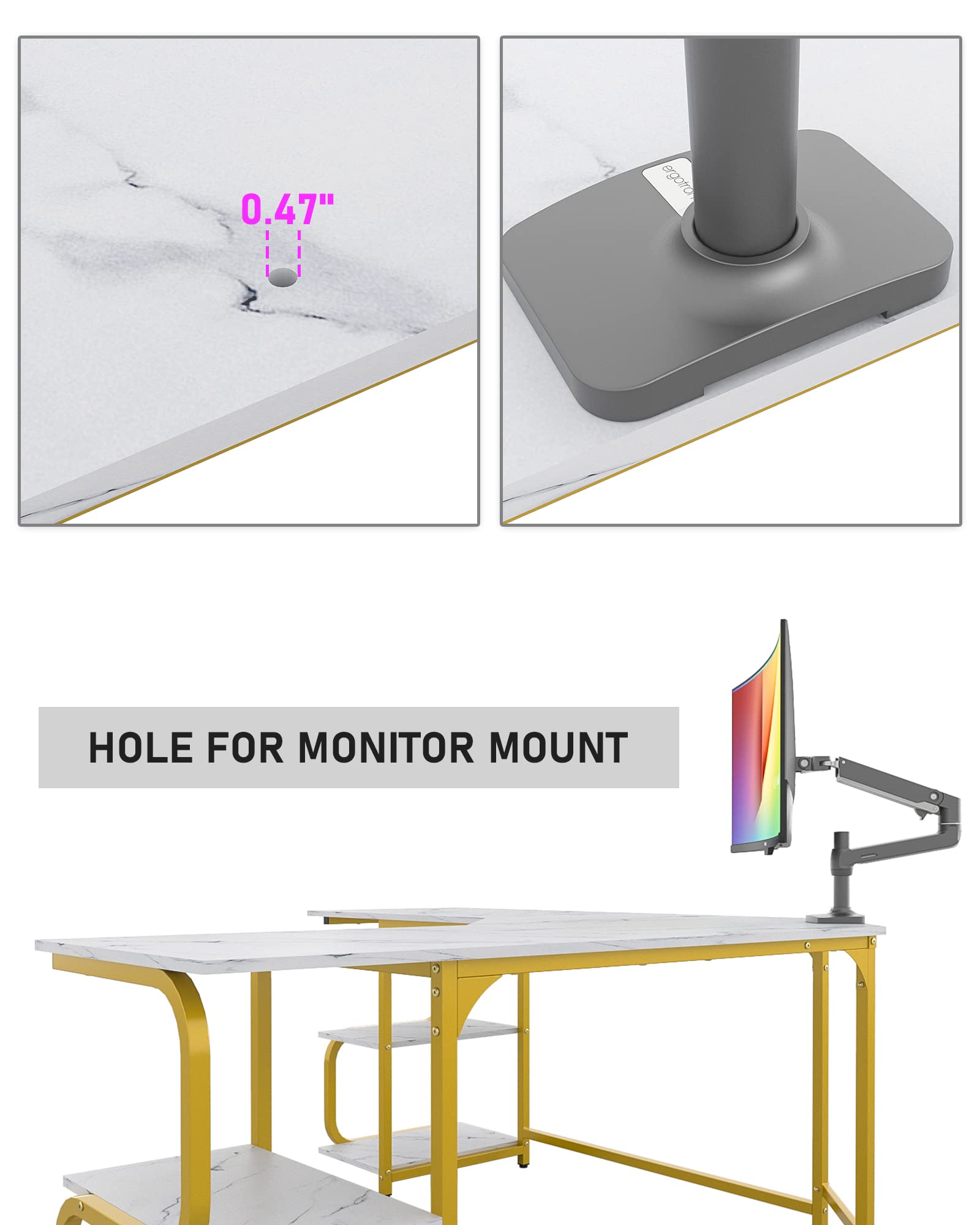 Modern L-Shaped Desk with Shelves - 64.84