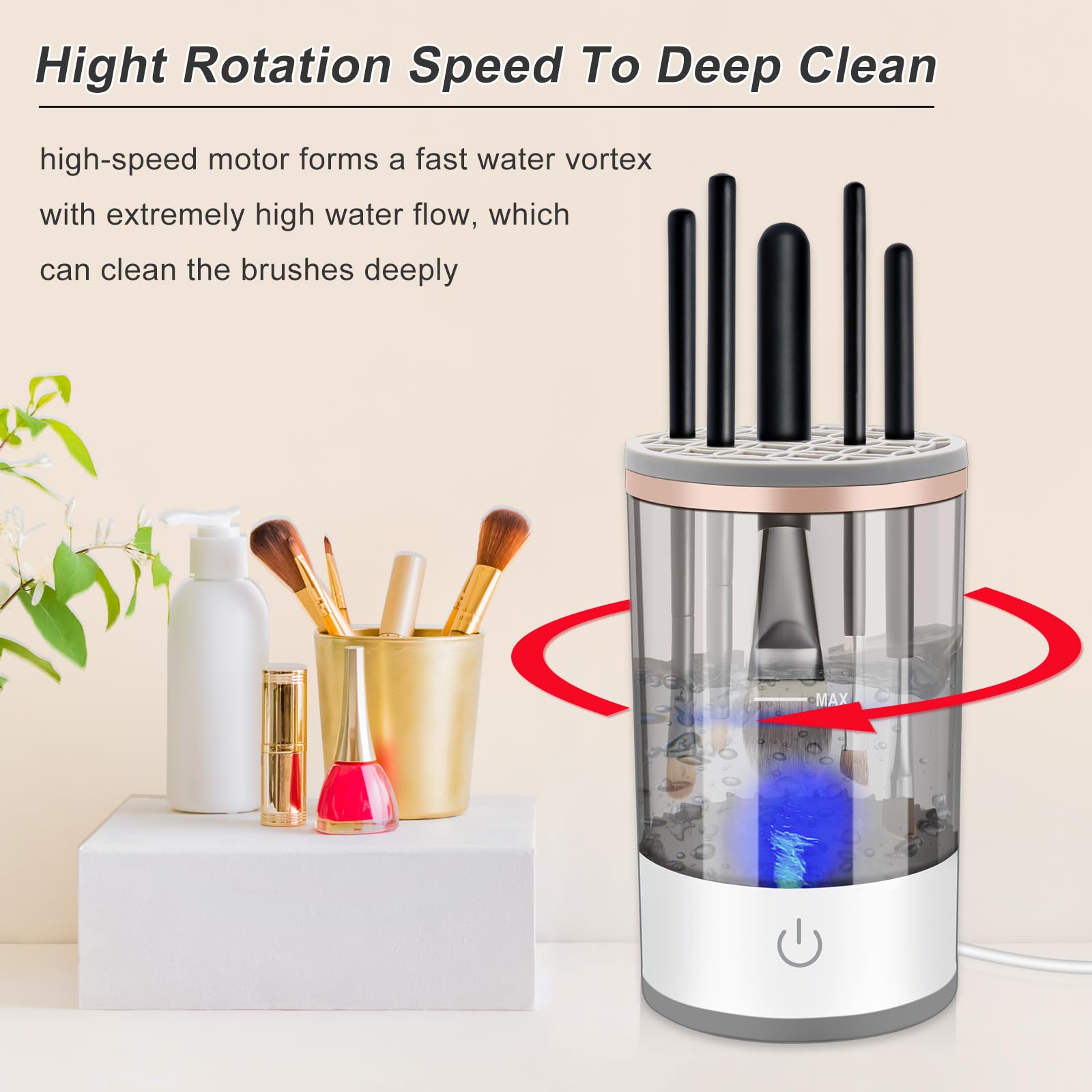 Upgraded Automatic Electric Makeup Brush Cleaner Machine - Silicone Beauty Blender & Brush Washer for Professional Cosmetic Tools | Perfect for Home Salon, Makeup Artists & Travel Kit Organization