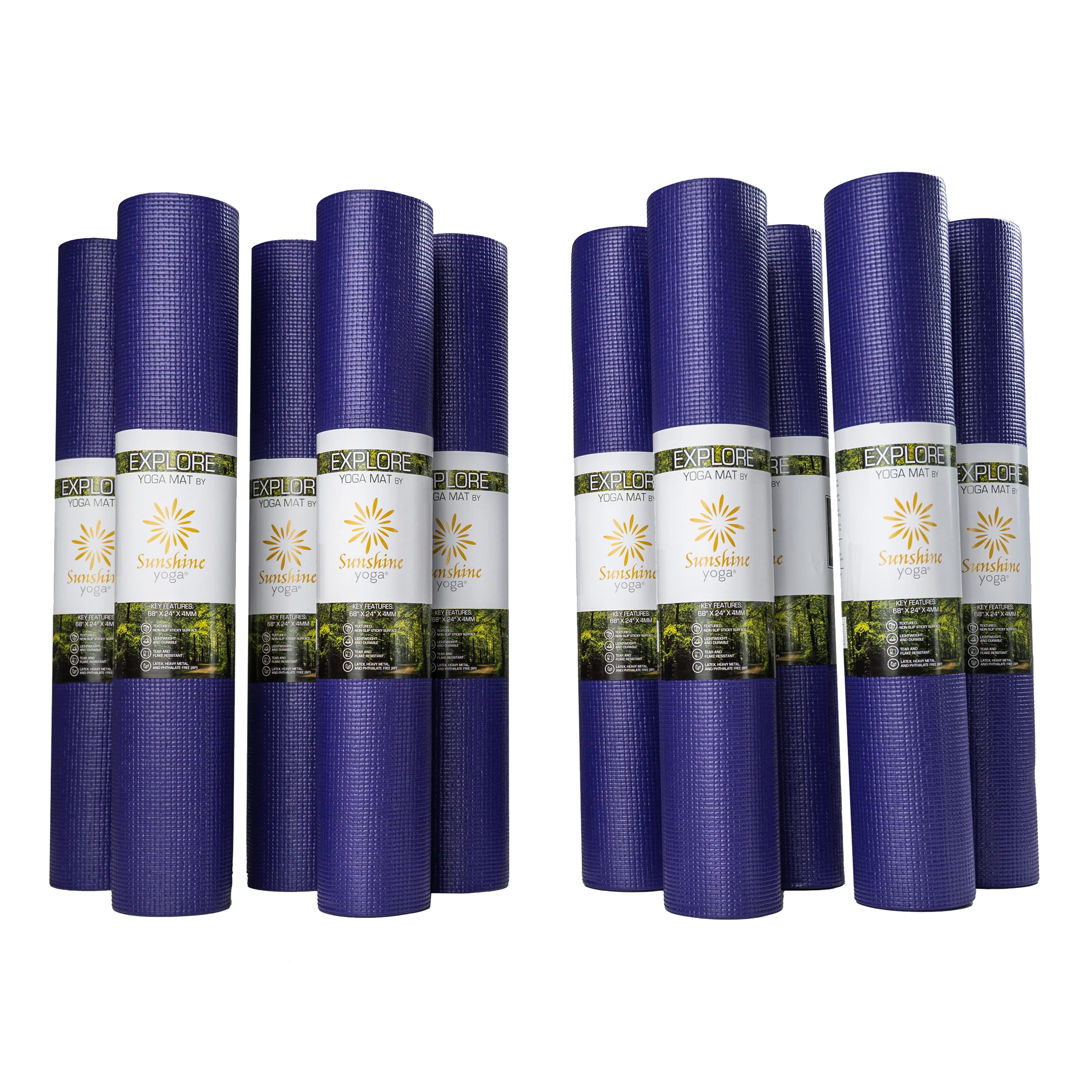 Sunshine Yoga 10-Pack Non-Slip Yoga Mats - 68