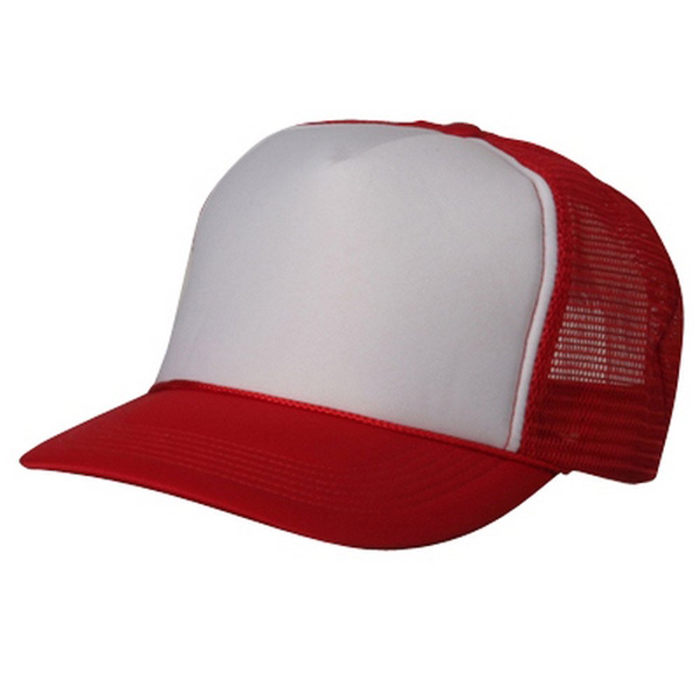 Breathable Summer Foam Mesh Trucker Hat - Red & White Adjustable Baseball Cap for Men & Women | Perfect for Outdoor Sports, Hiking, and Casual Wear