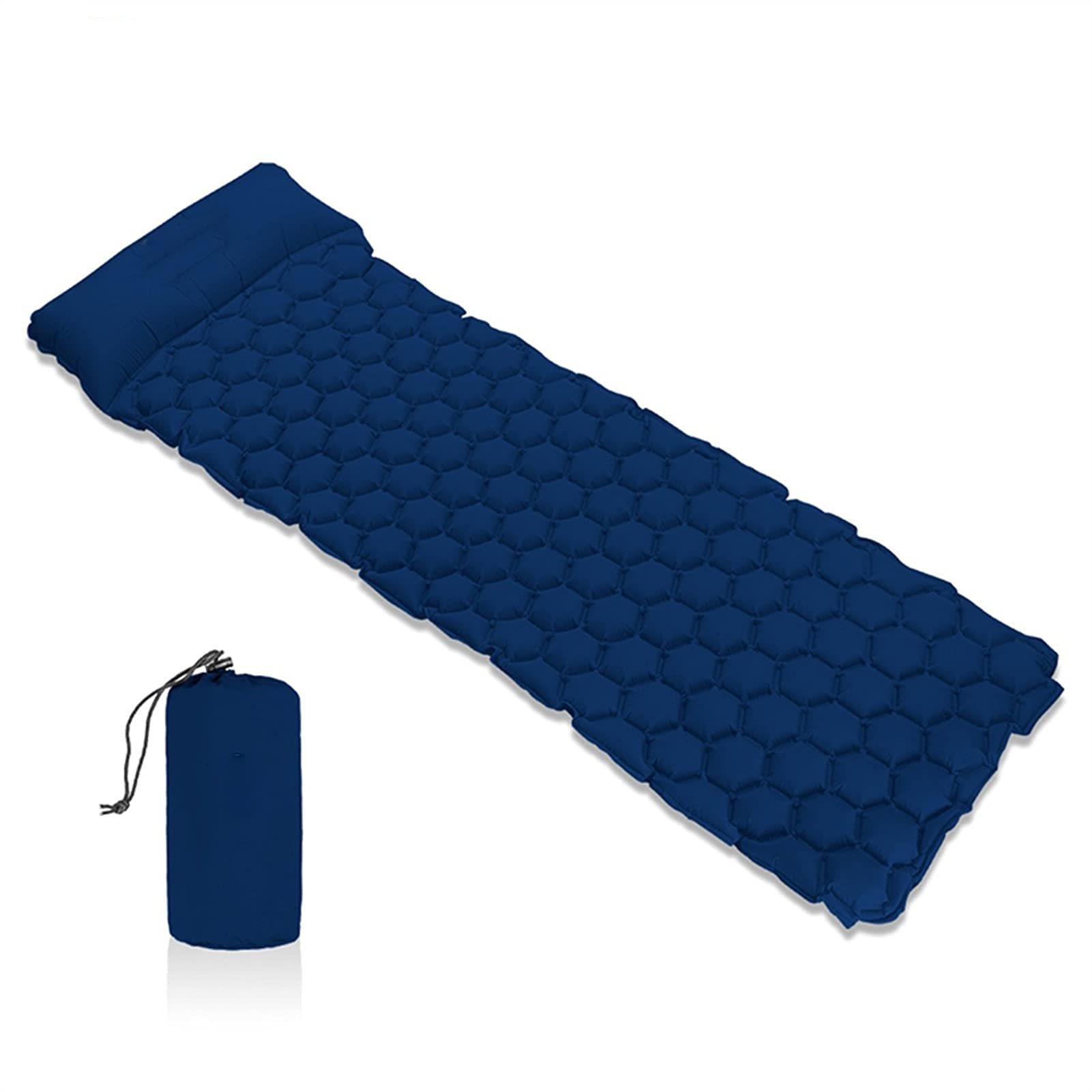 Inflatable Sleeping Mattress & Camping Pad with Pillow - Fast-Filling Air Mattress for Outdoor, Picnic, Travel & Home Use (Deep Blue)