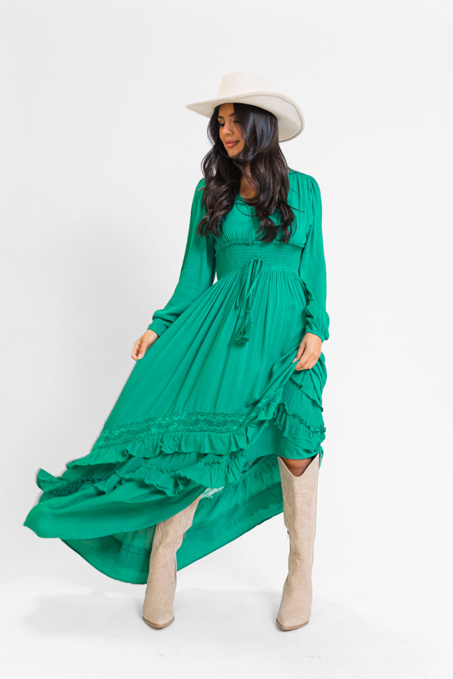 Lucky To Have You Jade Green Maxi Dress for Women - Elegant Long Flowy Dress for Summer, Beach, Parties & Special Occasions